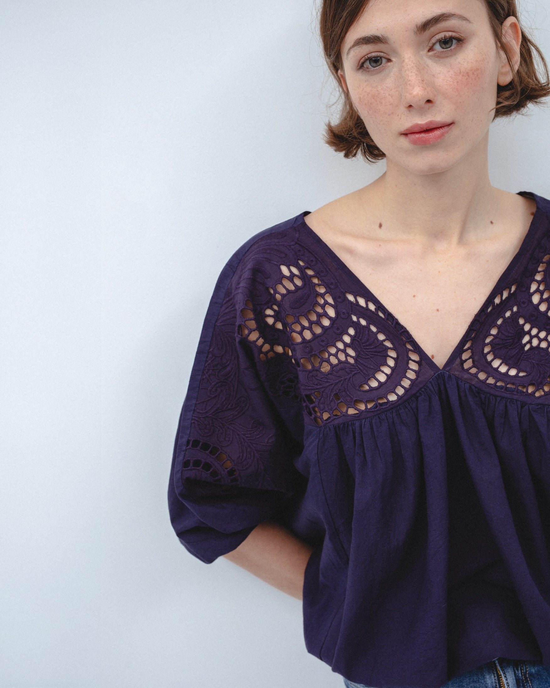 Blusa Algodón Bordado Calado