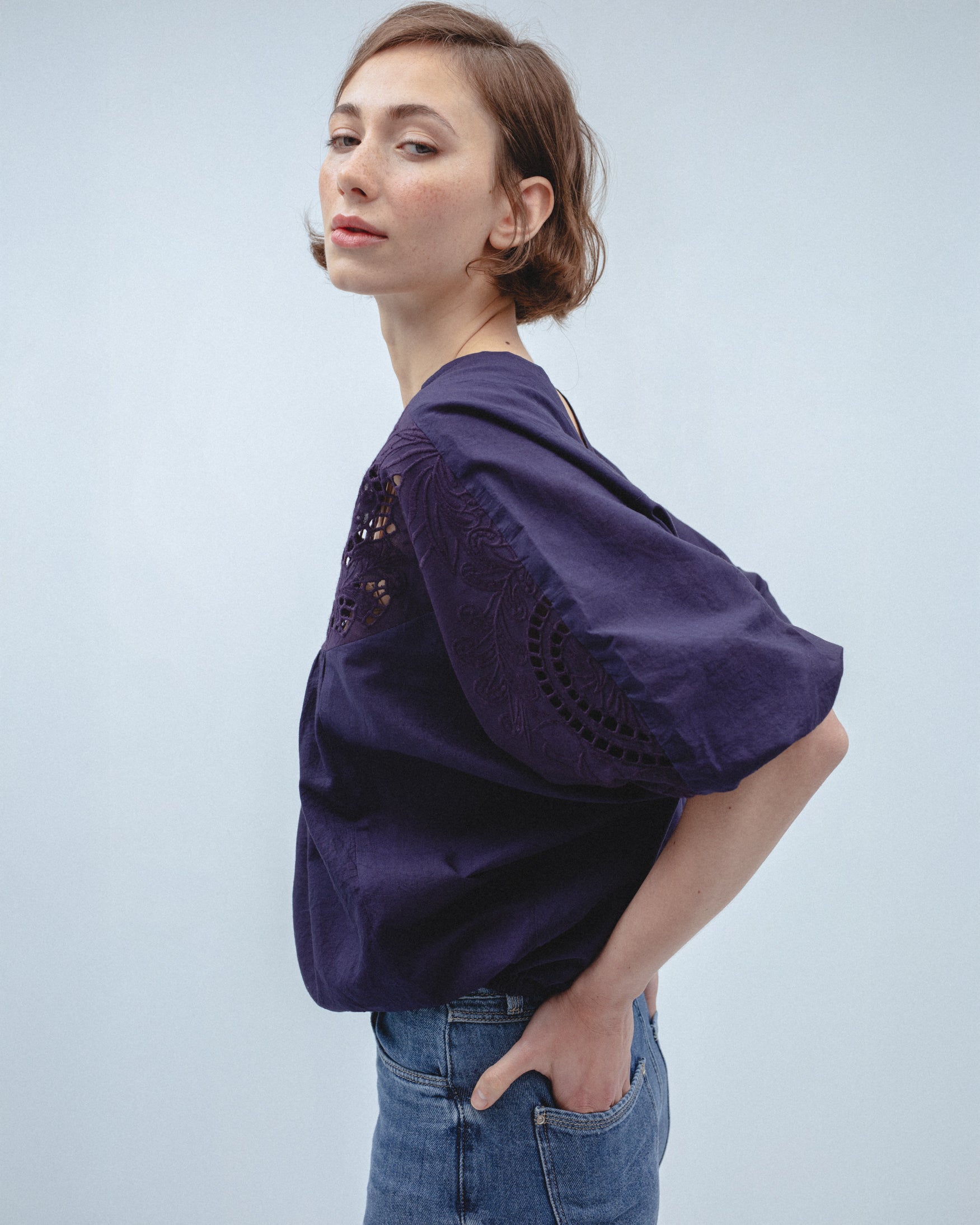 Blusa Algodón Bordado Calado