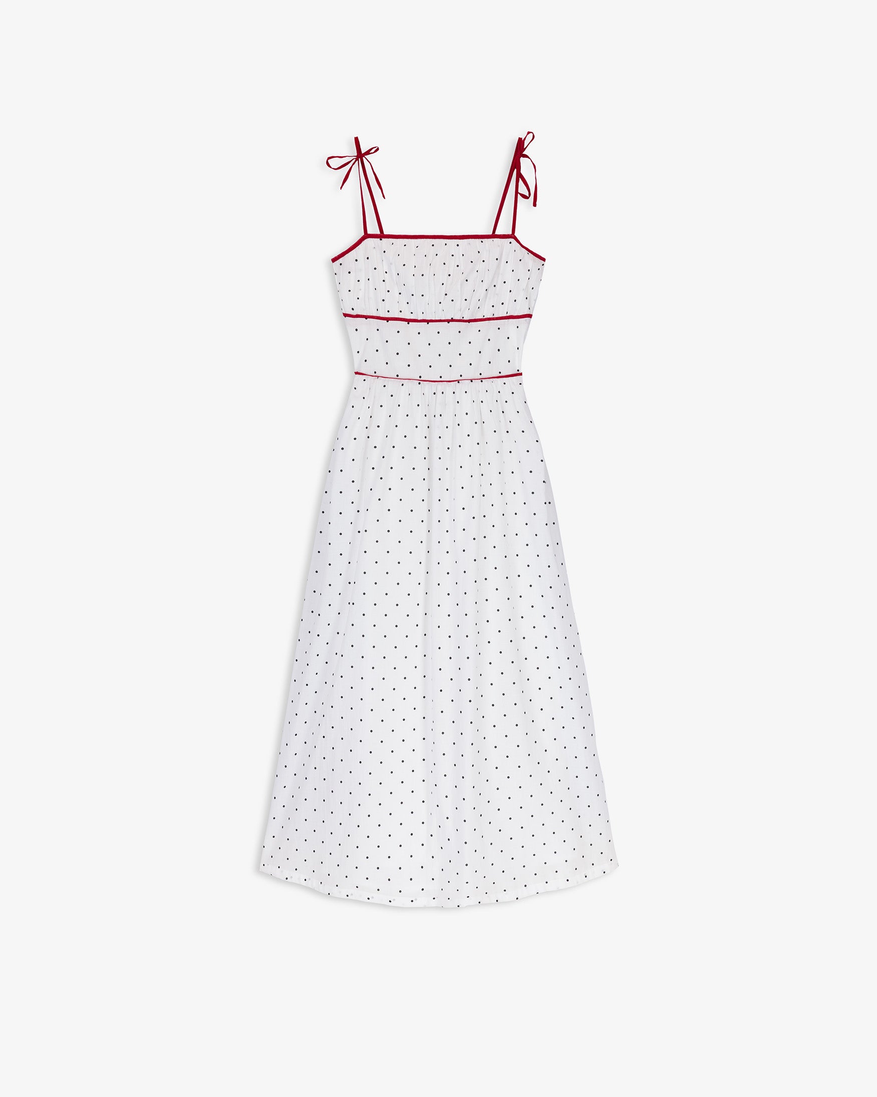 Vestido Midi Algodón Estampado Lunares
