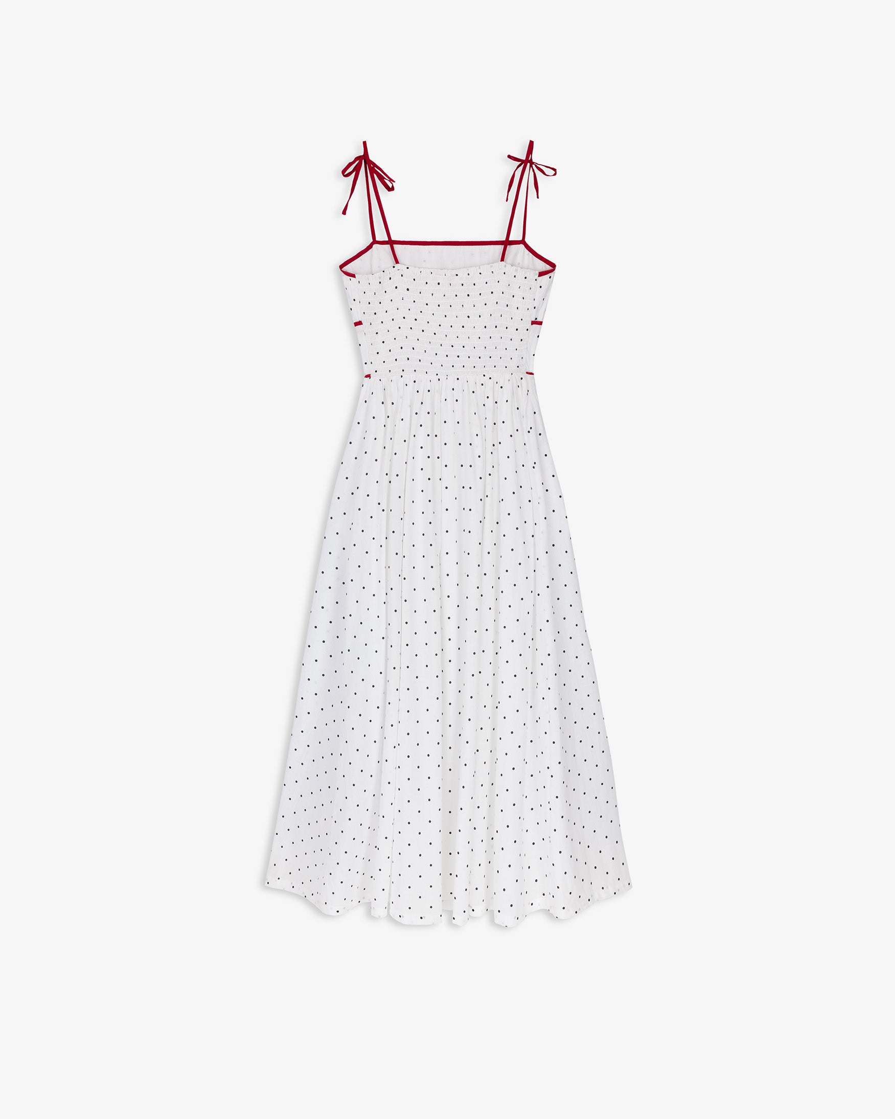 Vestido Midi Algodón Estampado Lunares