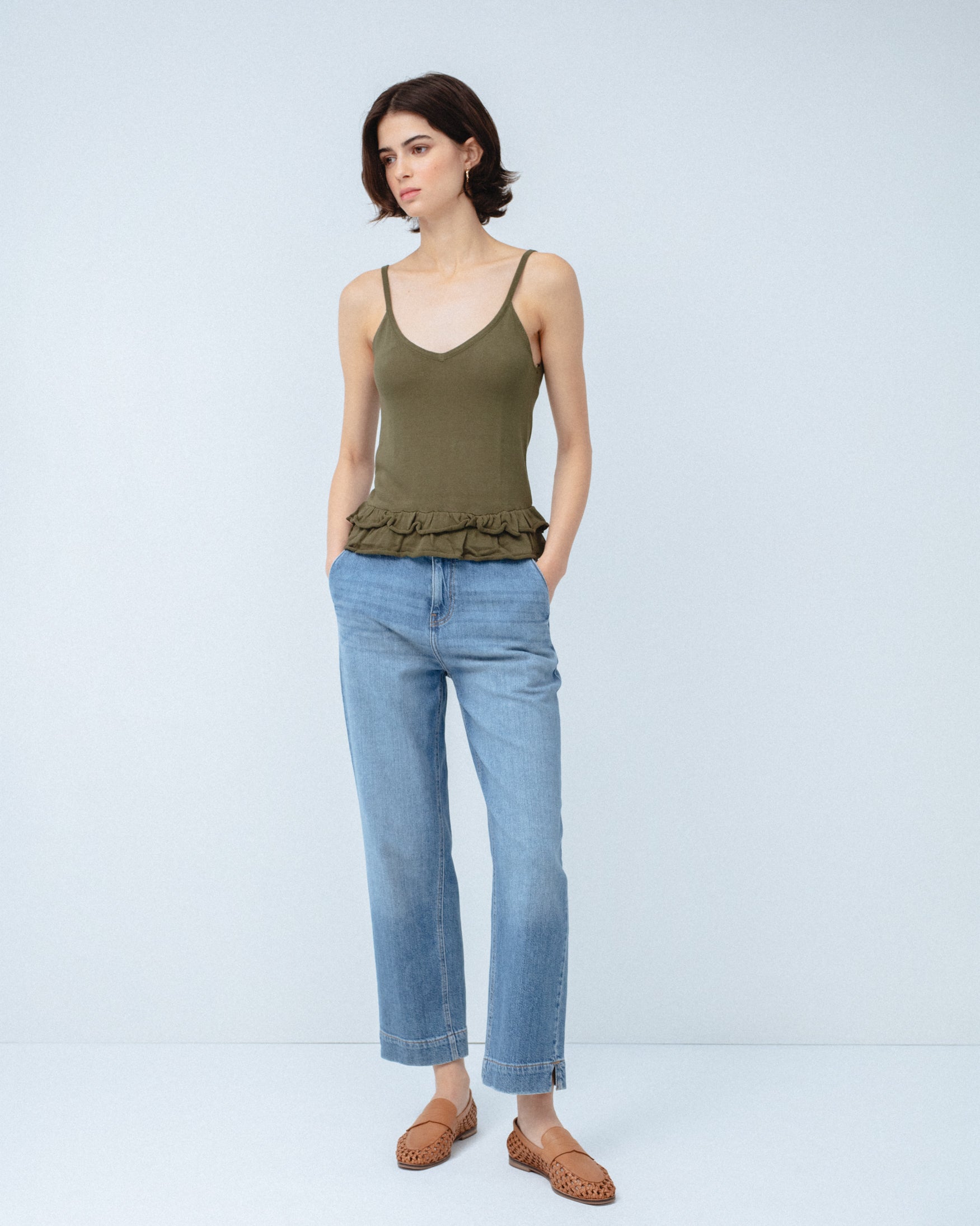 Jeans Slim Tiro Alto