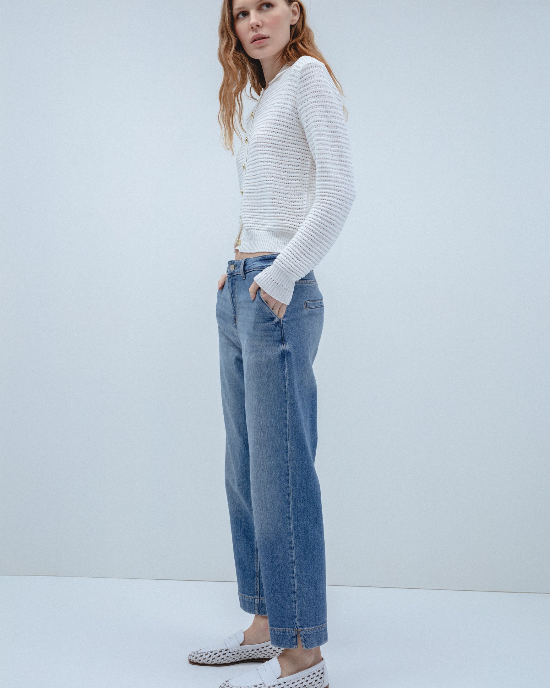 Jeans Slim Tiro Alto