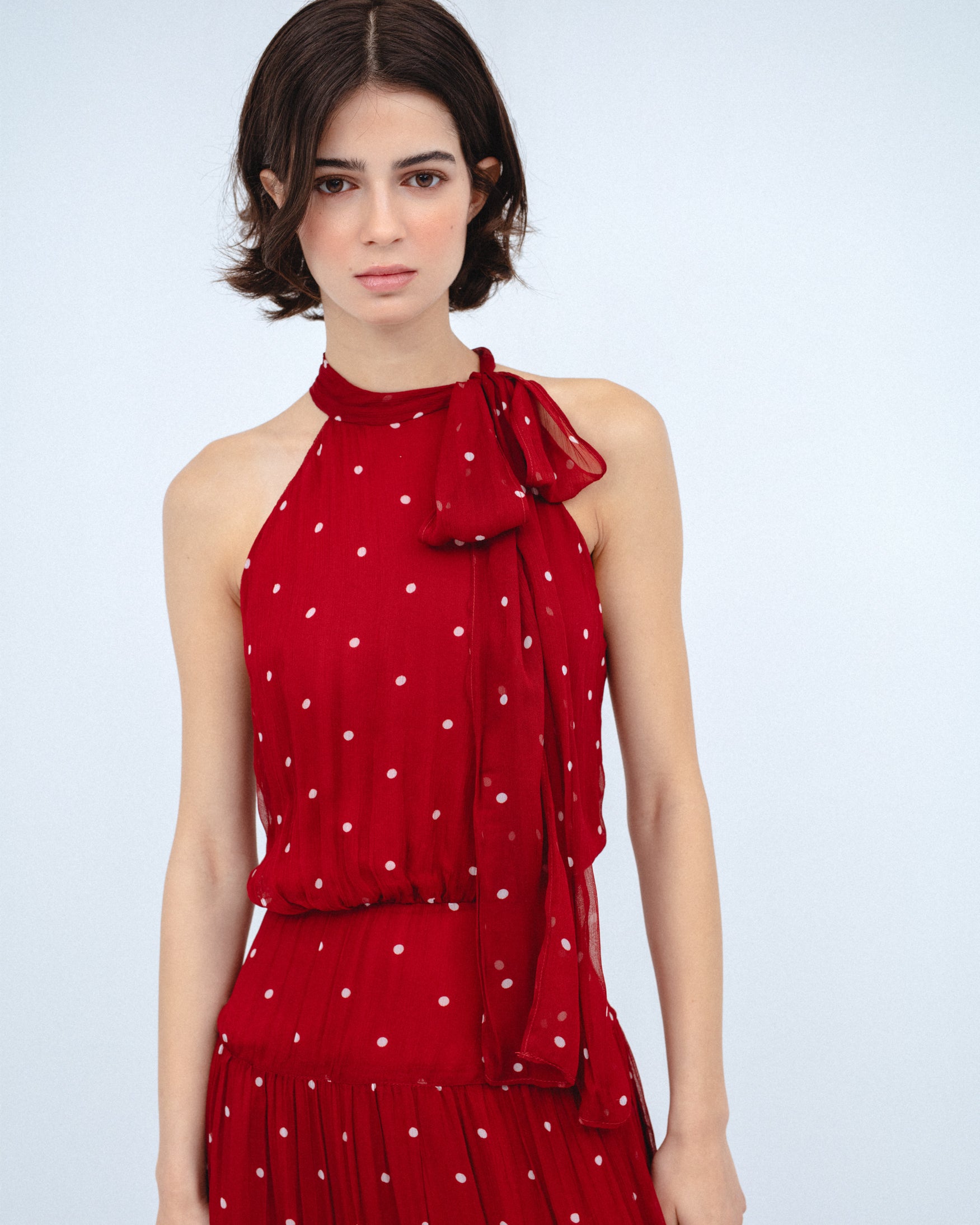 Vestido Largo Estampado Lunares