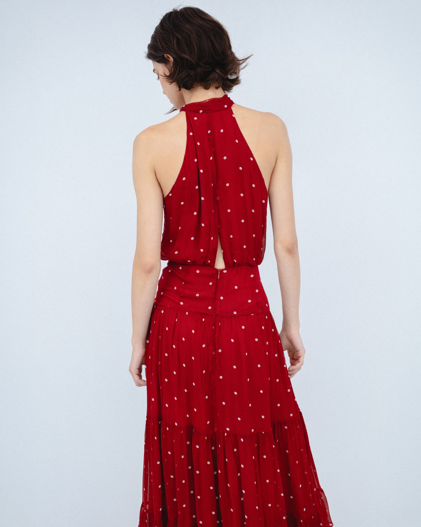Vestido Largo Estampado Lunares
