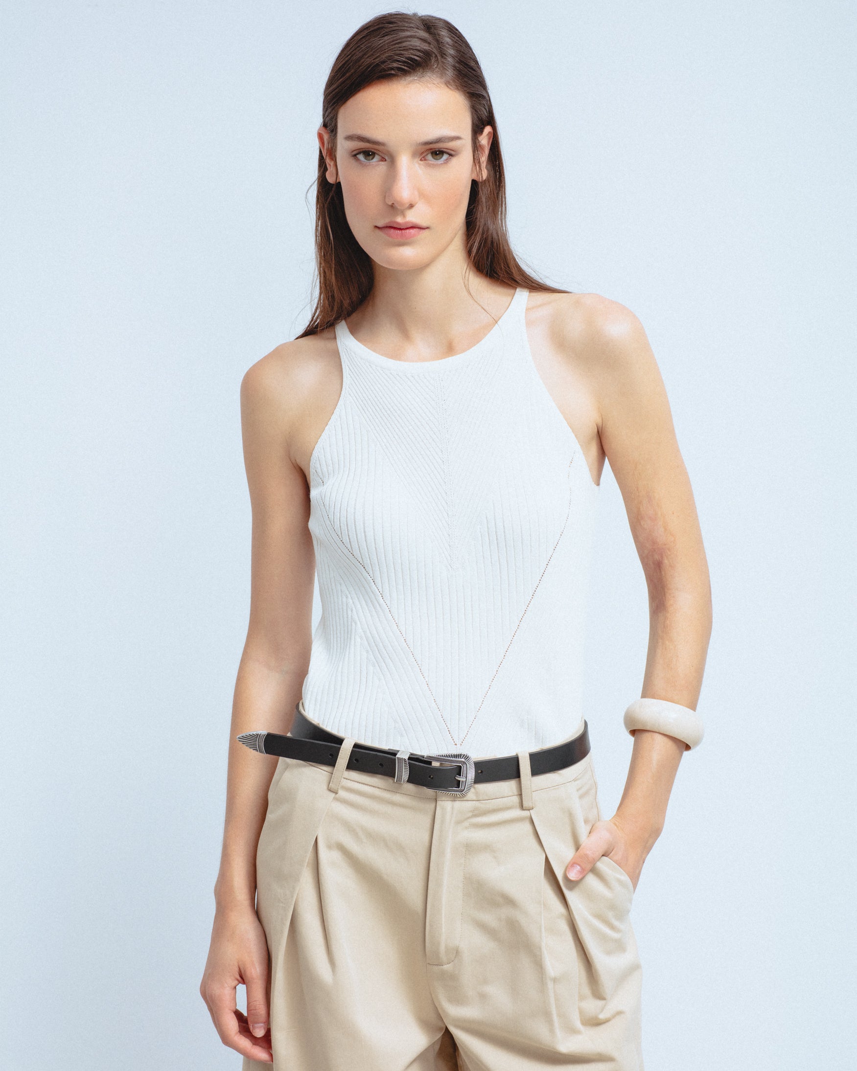 Top Punto Halter Rayas