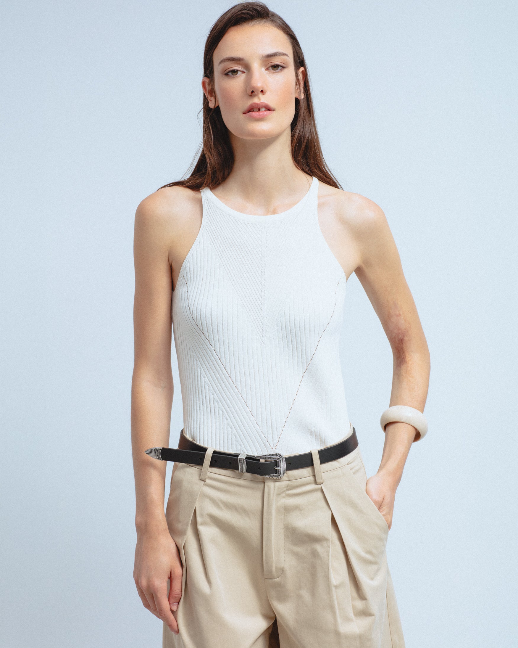 Top Punto Halter Rayas