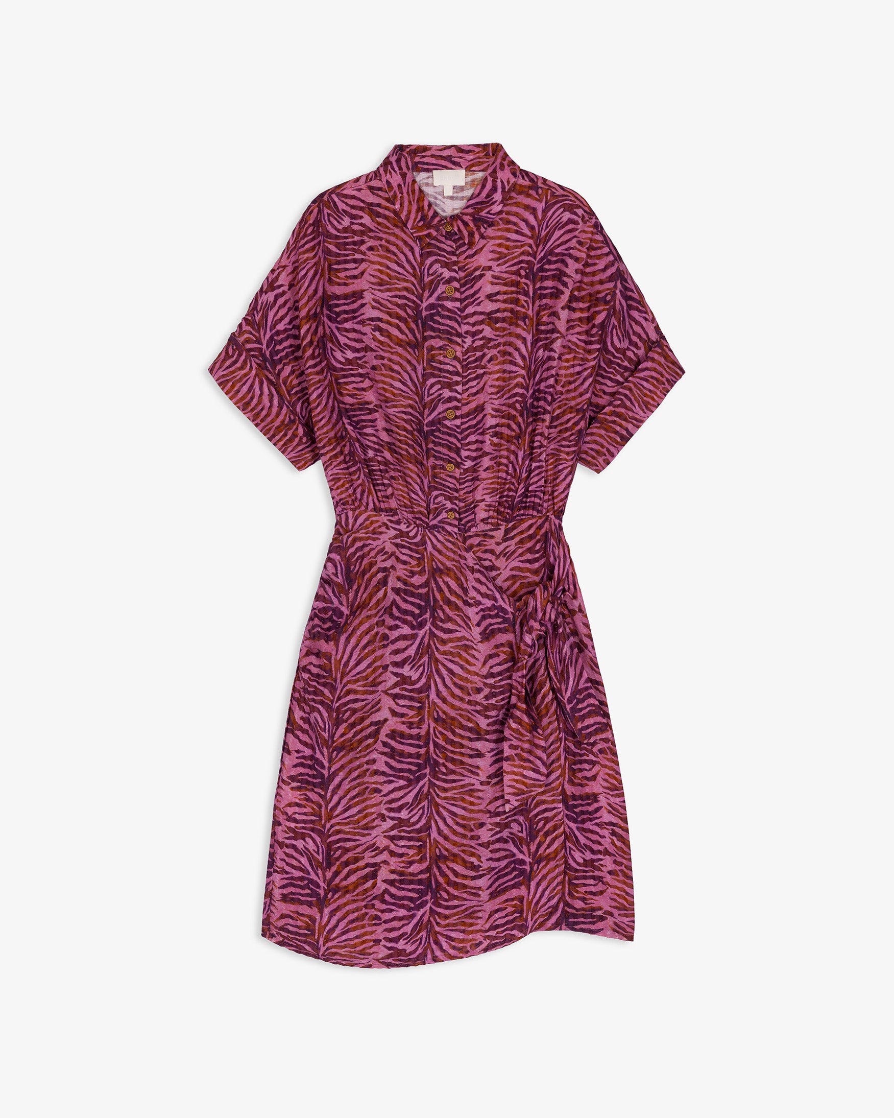 Vestido Corto Camisero Estampado Animal