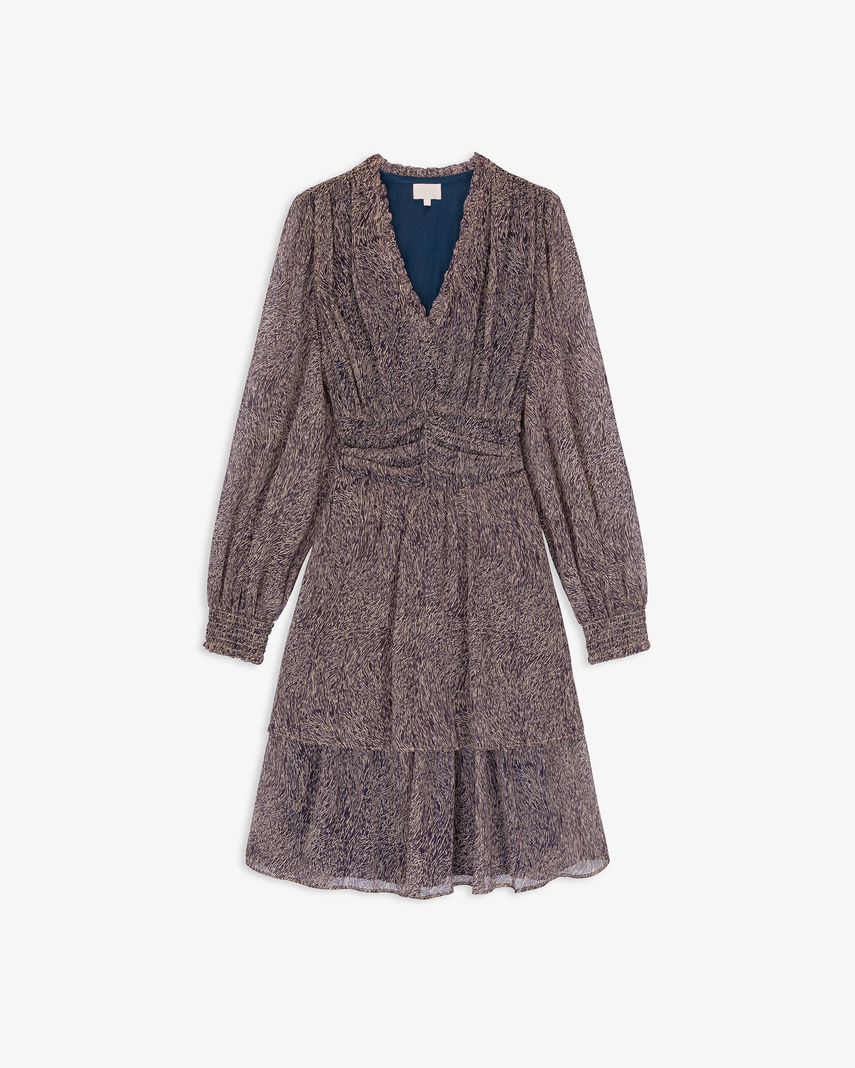 Vestido Corto Gasa Estampado Volantes