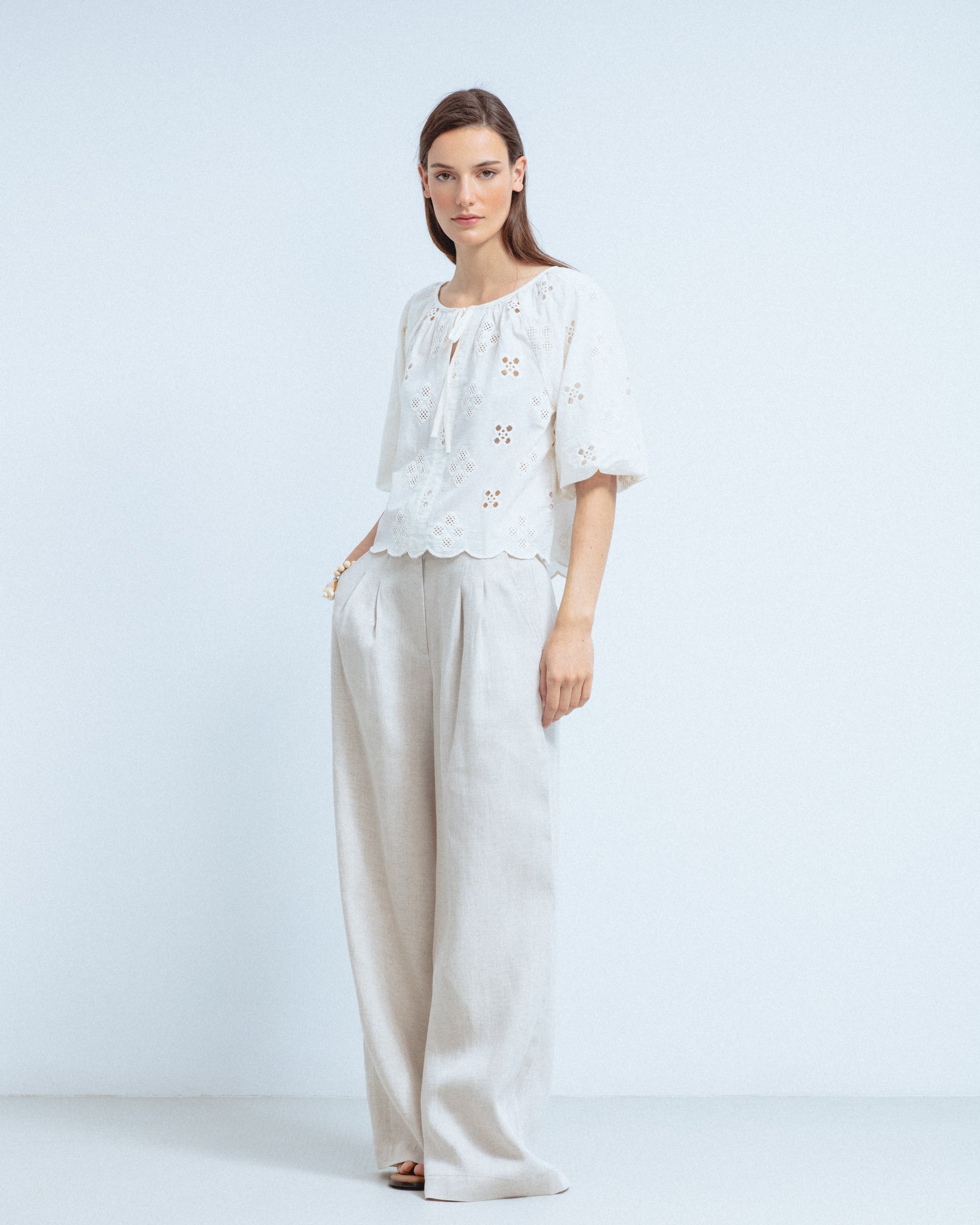 Blusa Algodón Detalles Calados