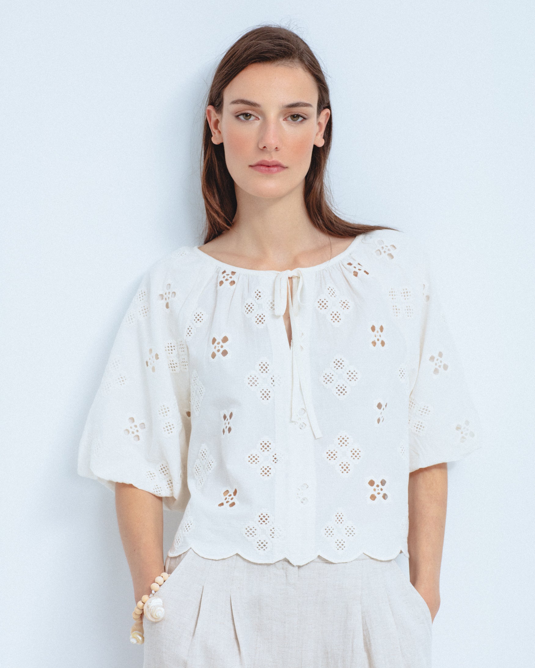 Blusa Algodón Detalles Calados