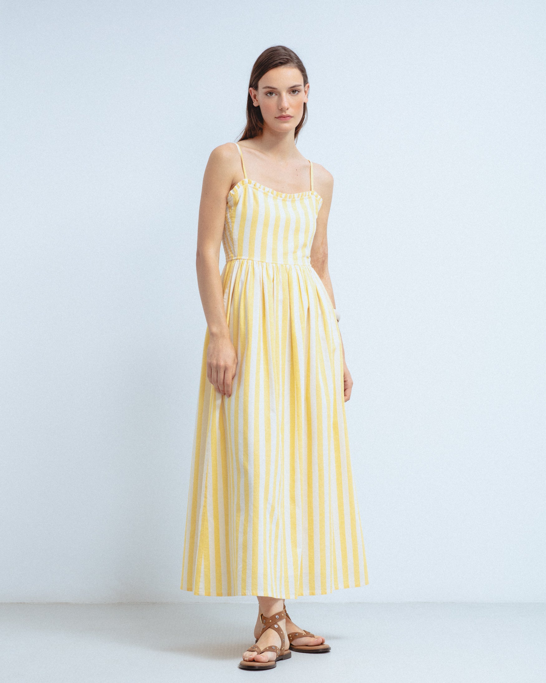 Vestido Midi Rayas Bicolor Algodón