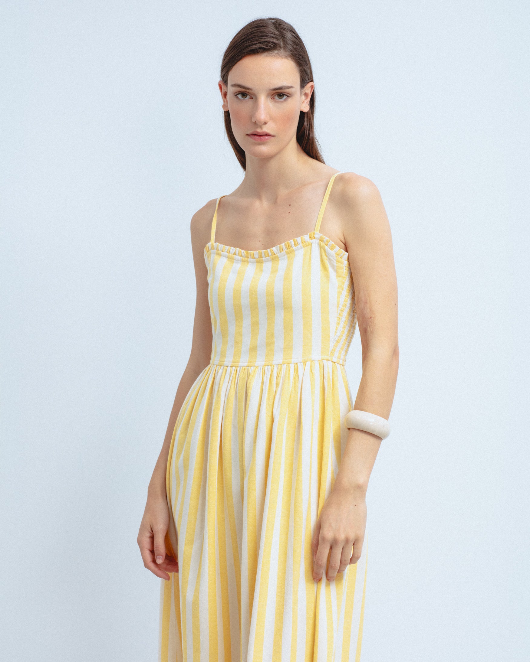 Vestido Midi Rayas Bicolor Algodón