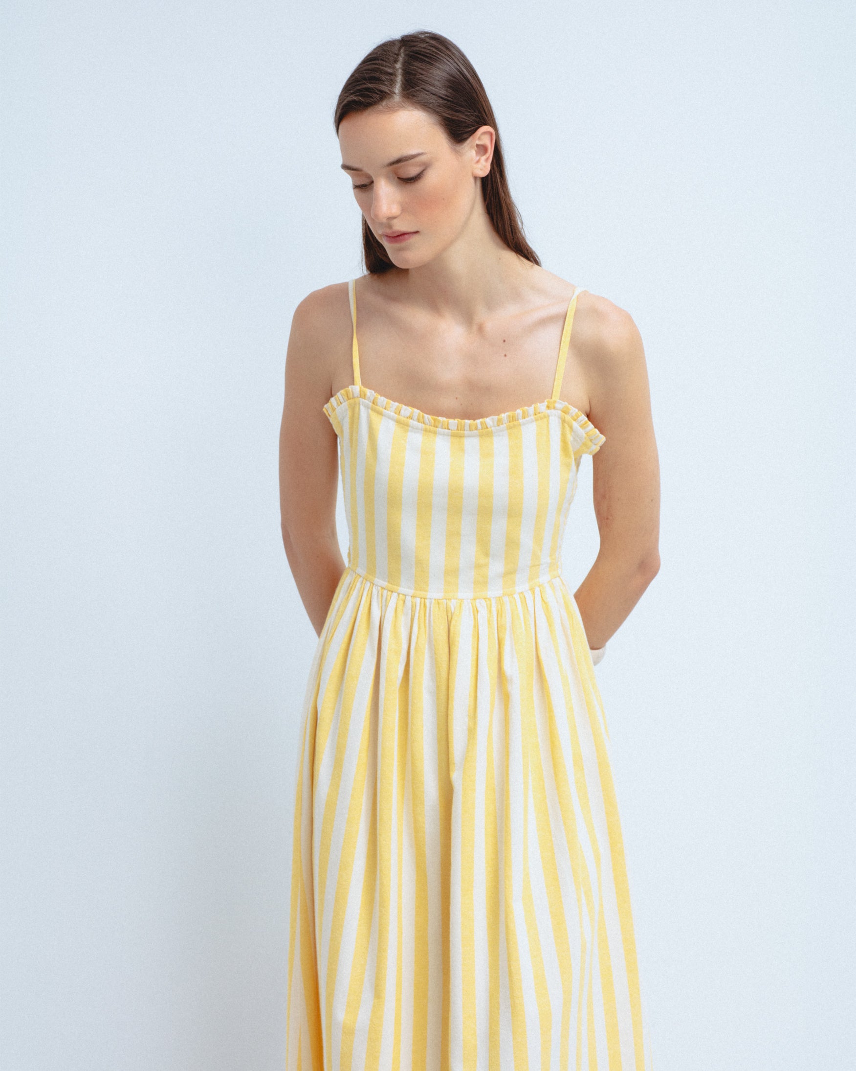 Vestido Midi Rayas Bicolor Algodón