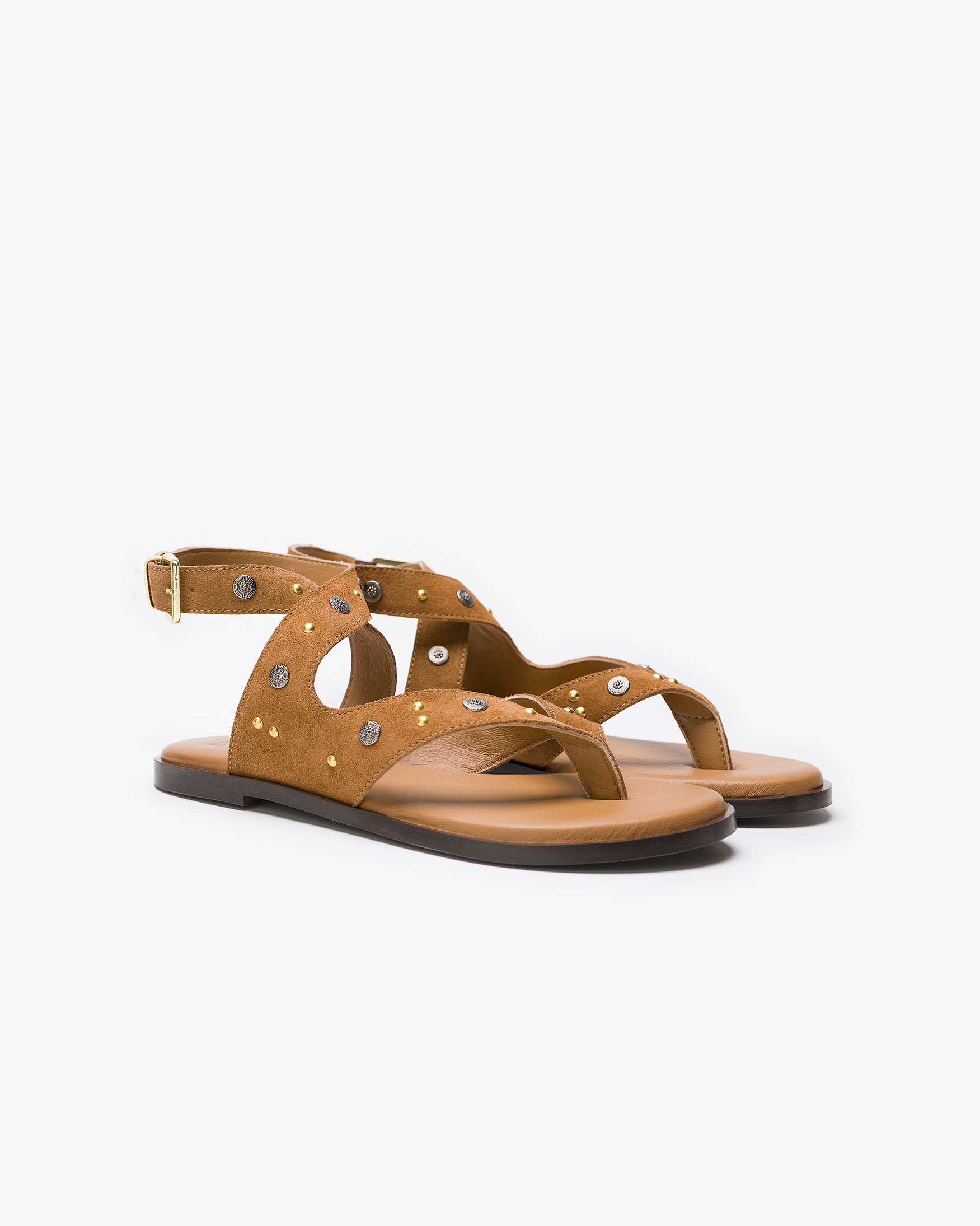 Sandalia Plana Piel Tachas