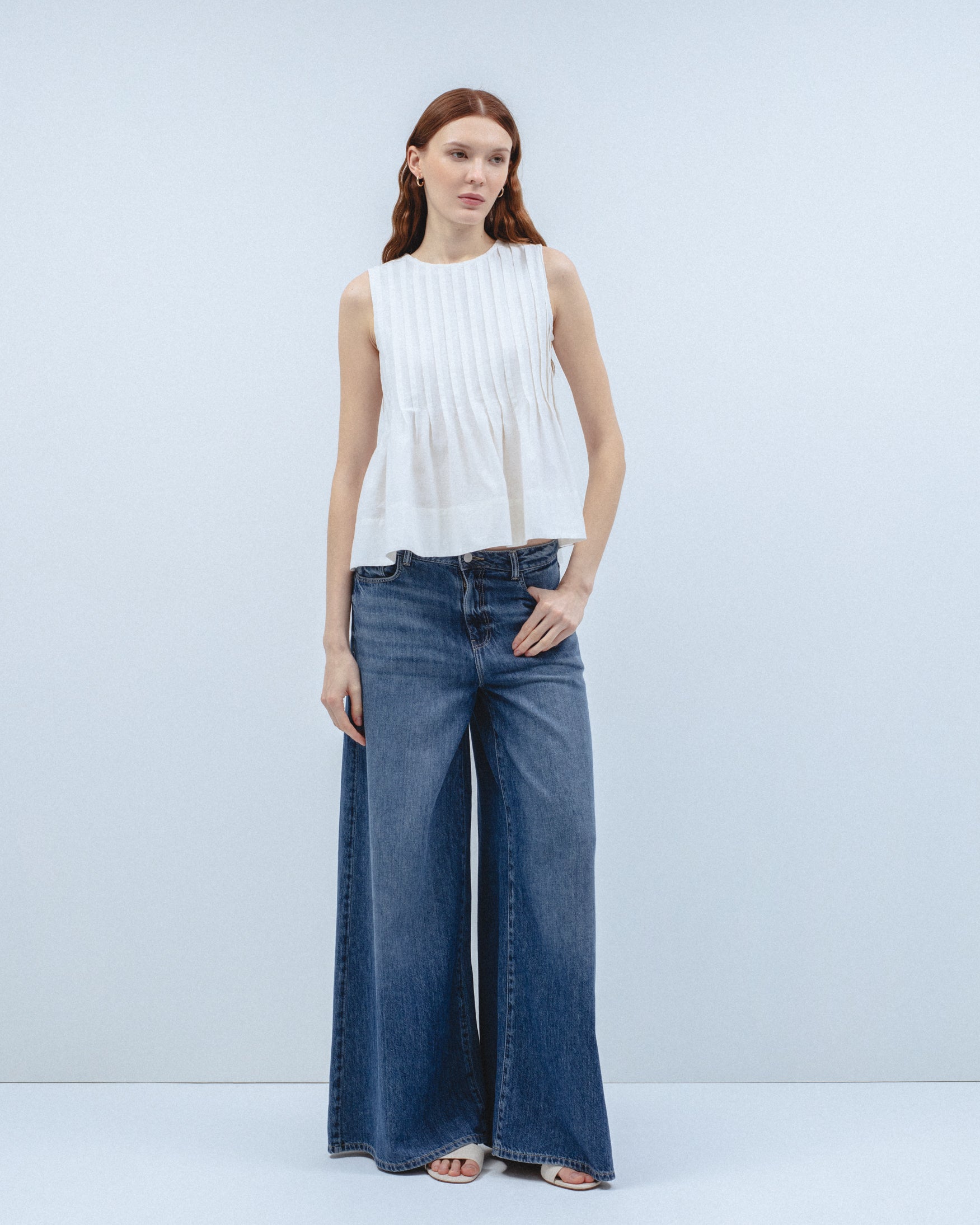 Blusa Jaretas Sin Mangas Algodón y Lino