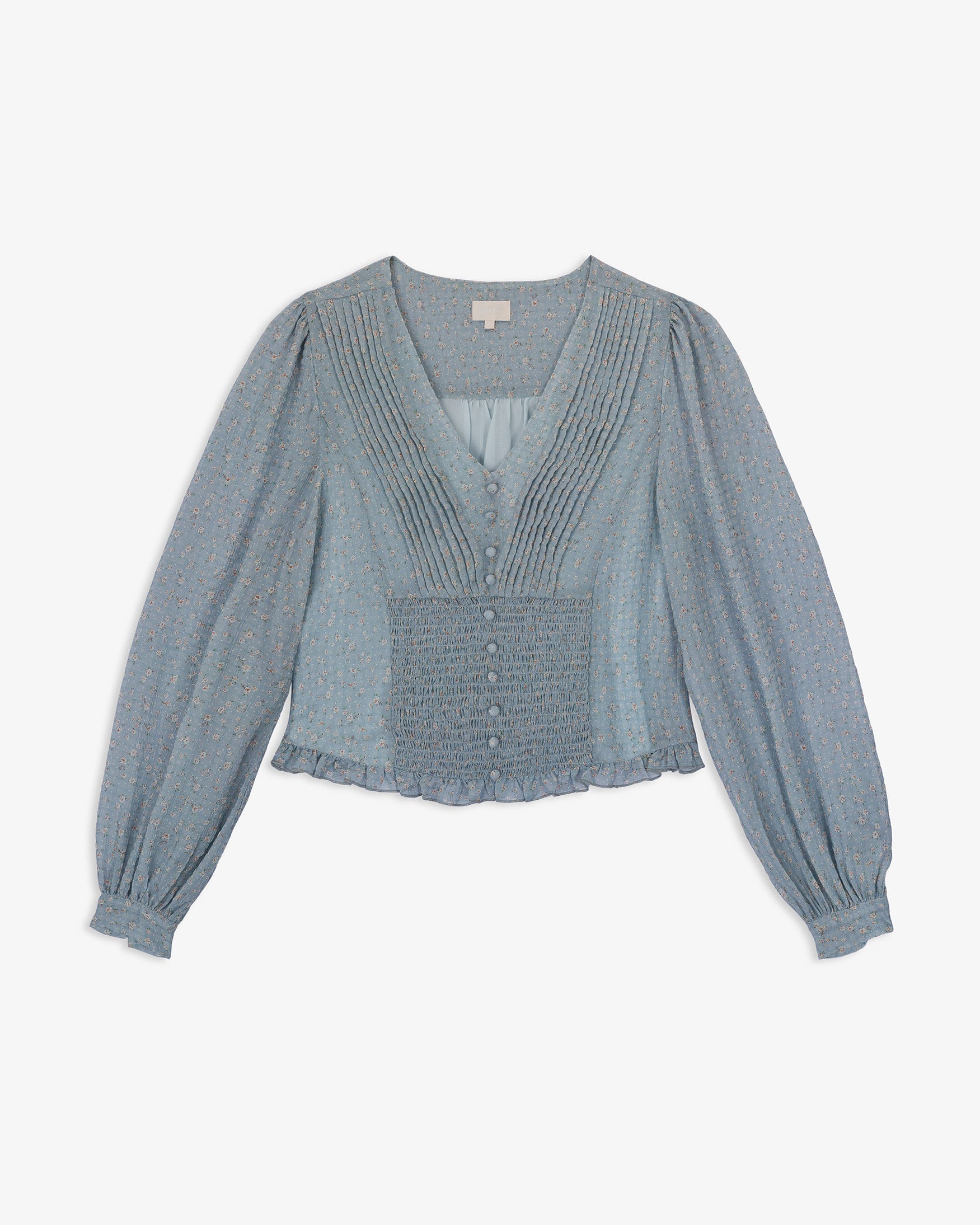 Blusa Estampado Flores Nido de Abeja