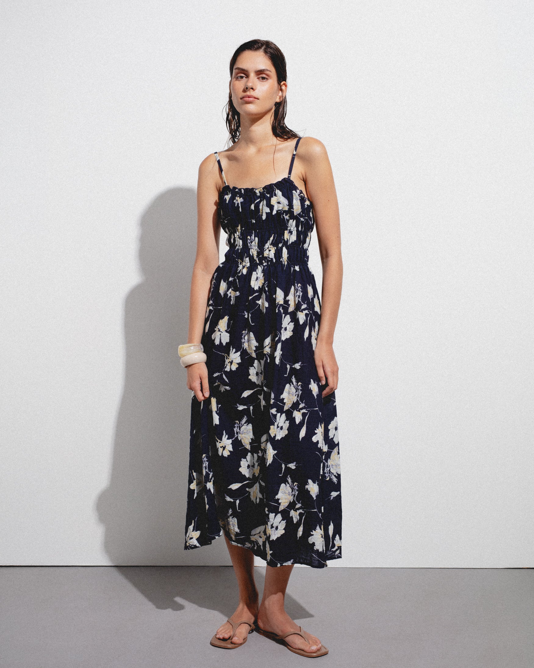 Vestido Midi Tirantes Estampado Flores