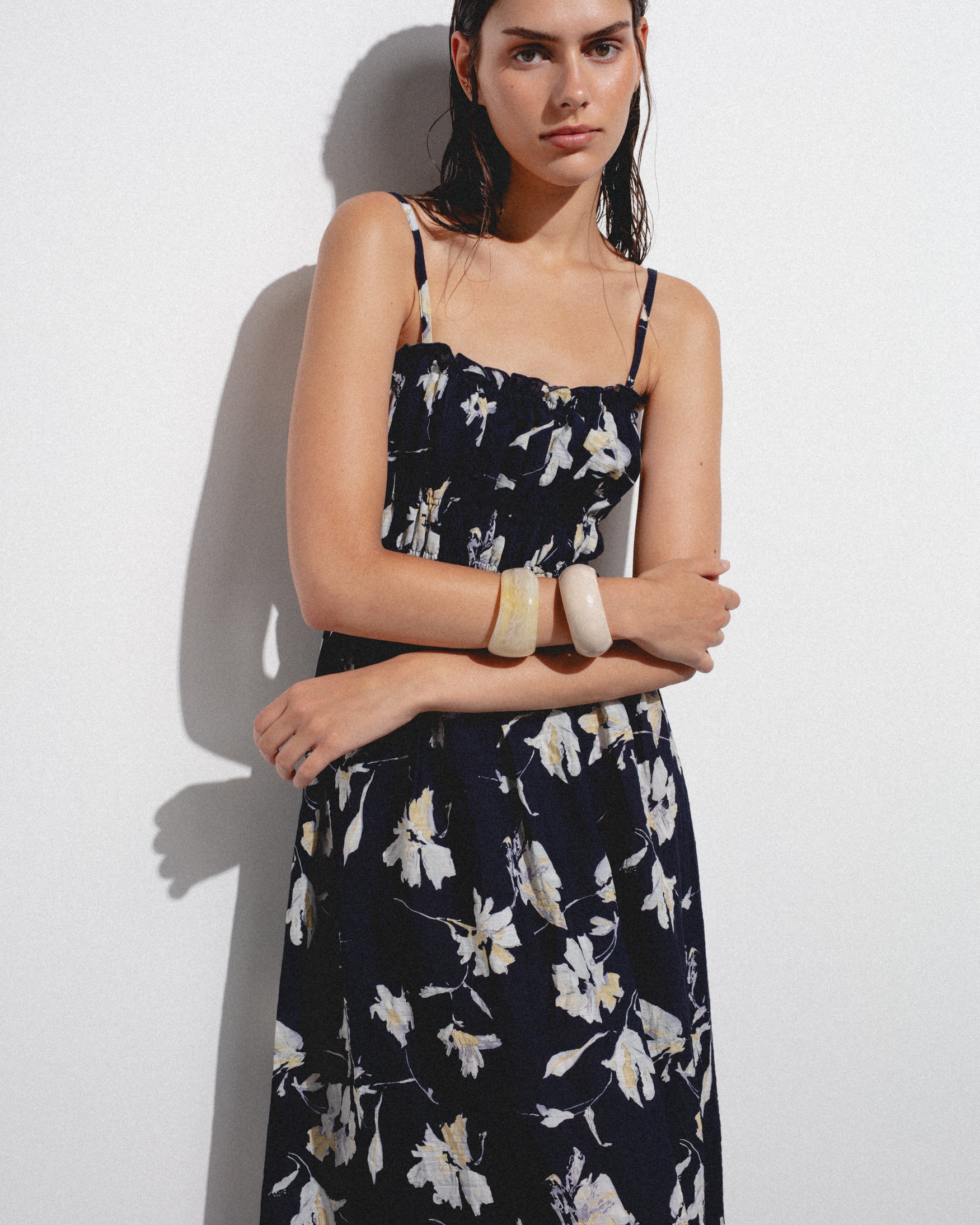 Vestido Midi Tirantes Estampado Flores