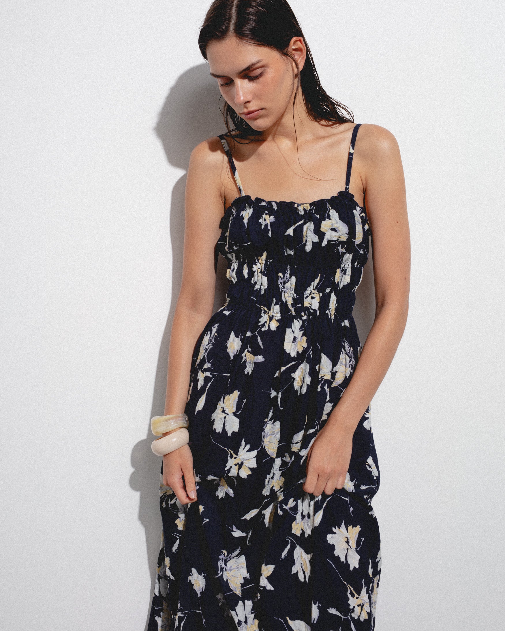 Vestido Midi Tirantes Estampado Flores