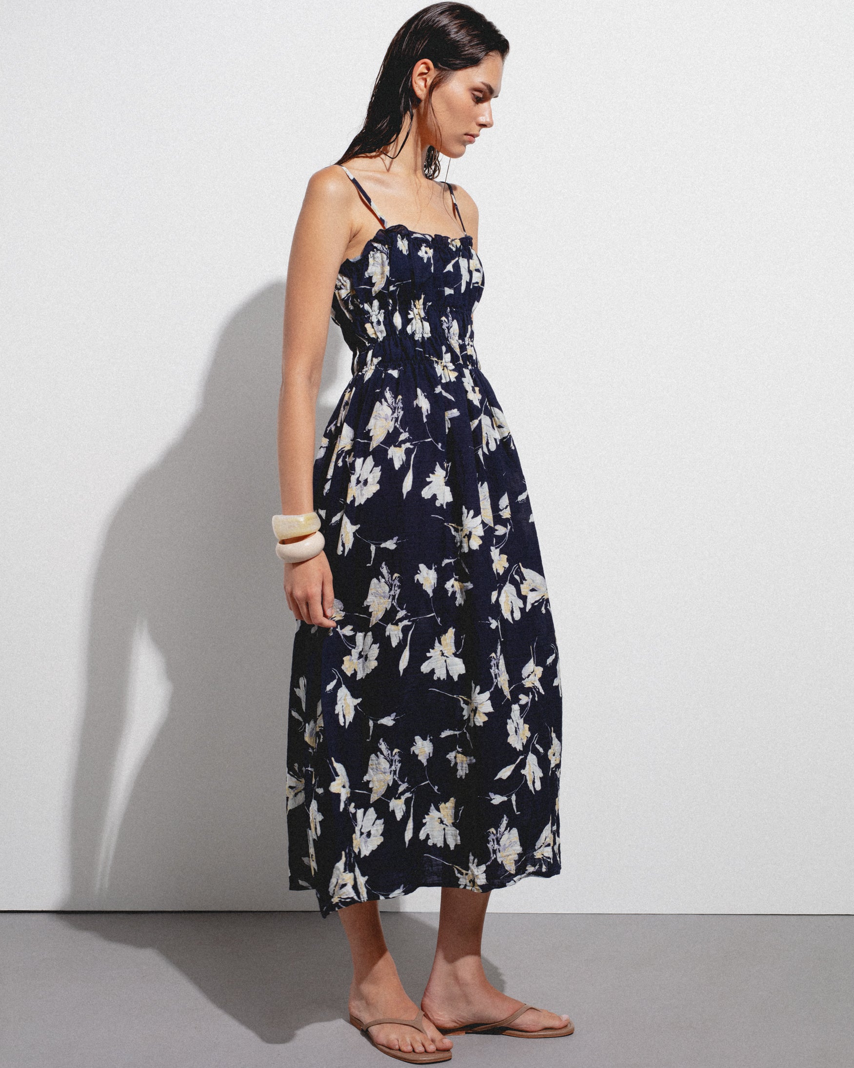Vestido Midi Tirantes Estampado Flores