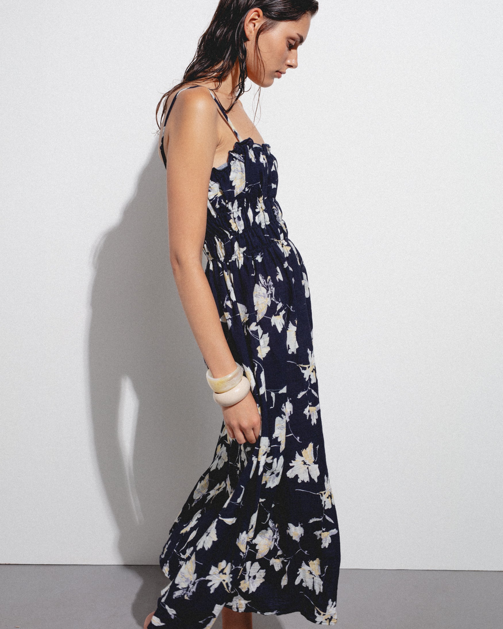 Vestido Midi Tirantes Estampado Flores