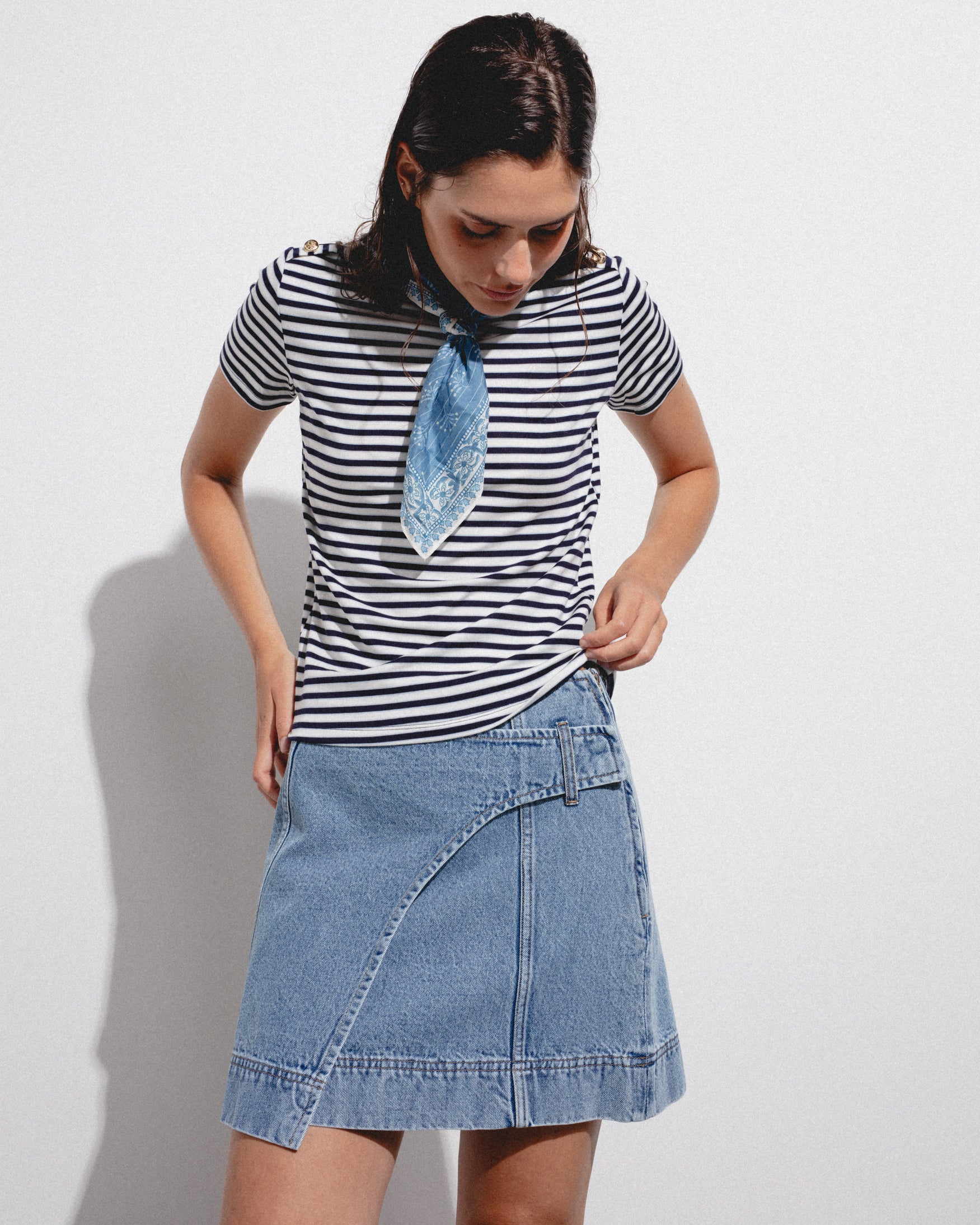 Falda Mini Denim Cruzada