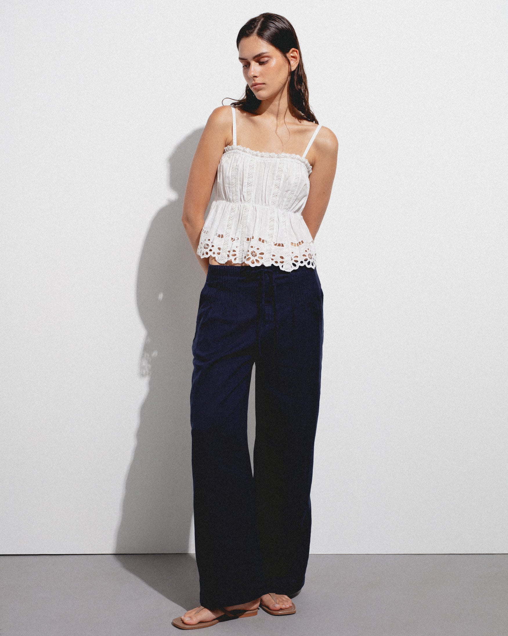 Pantalón Goma Jaretas Mezcla de Lino