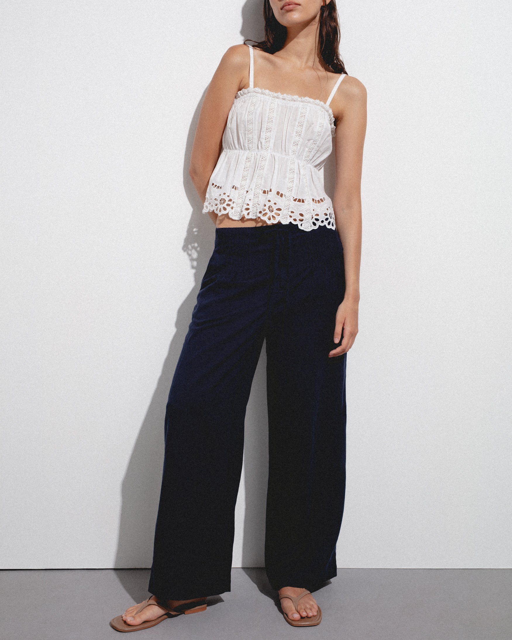 Pantalón Goma Jaretas Mezcla de Lino
