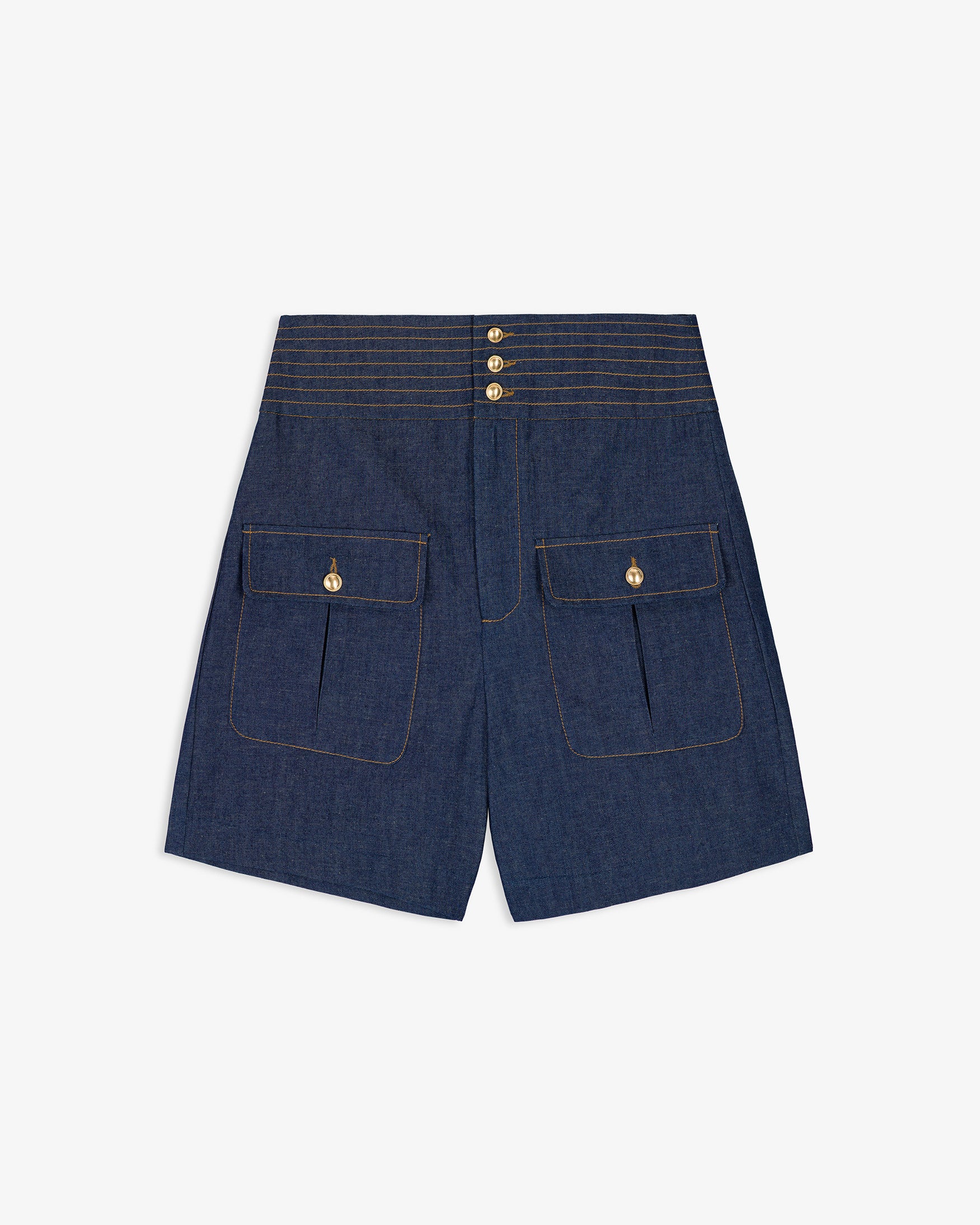 Bermuda Denim Pespuntes Bolsillos