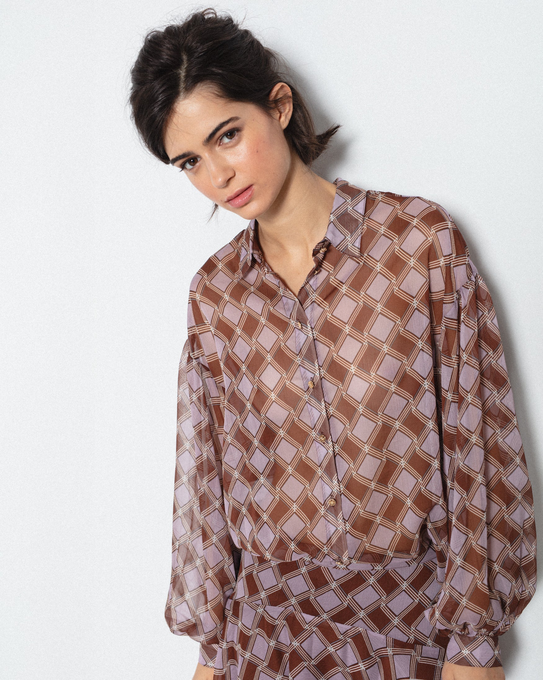 Camisa Fluida Estampado Cuadros