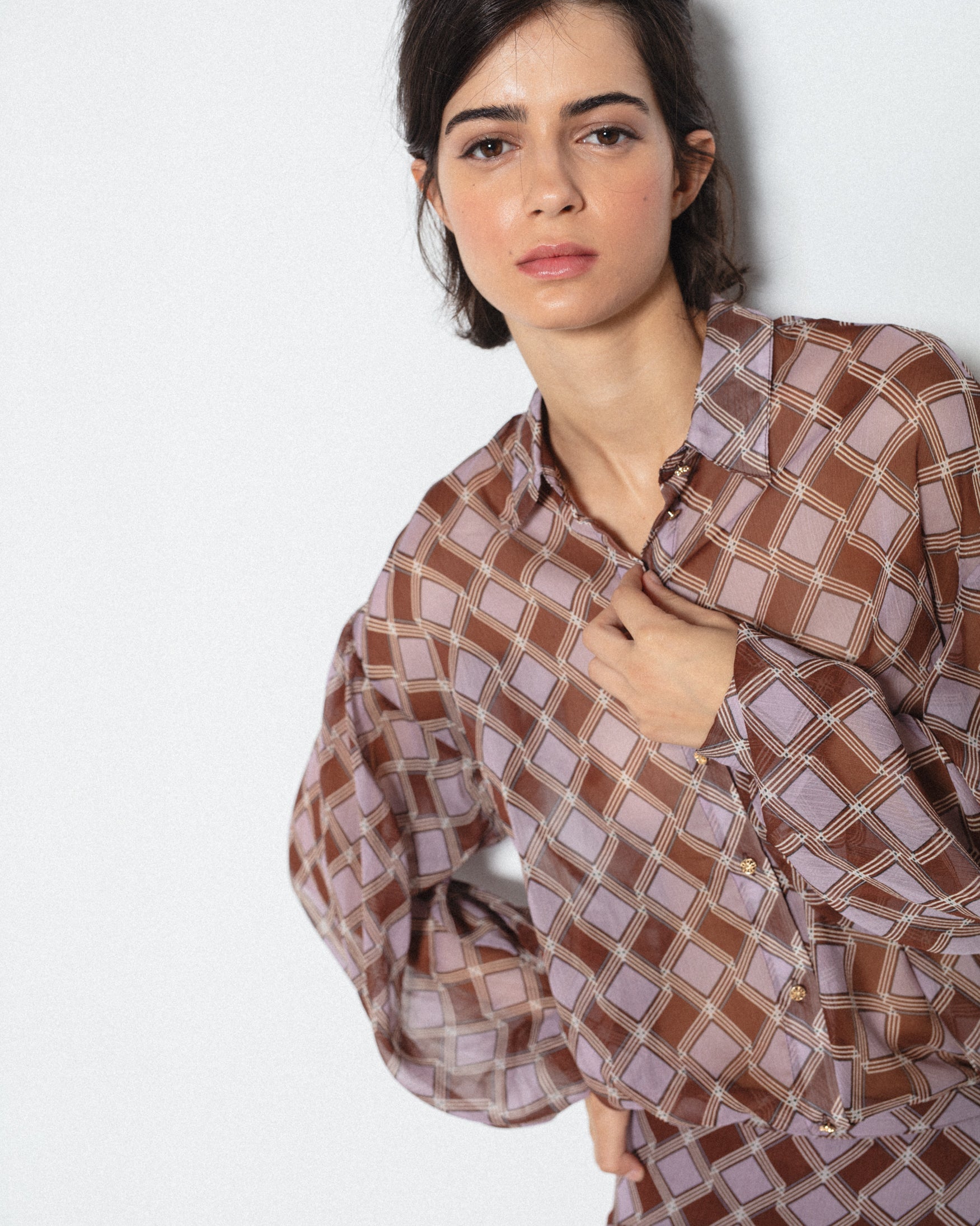 Camisa Fluida Estampado Cuadros