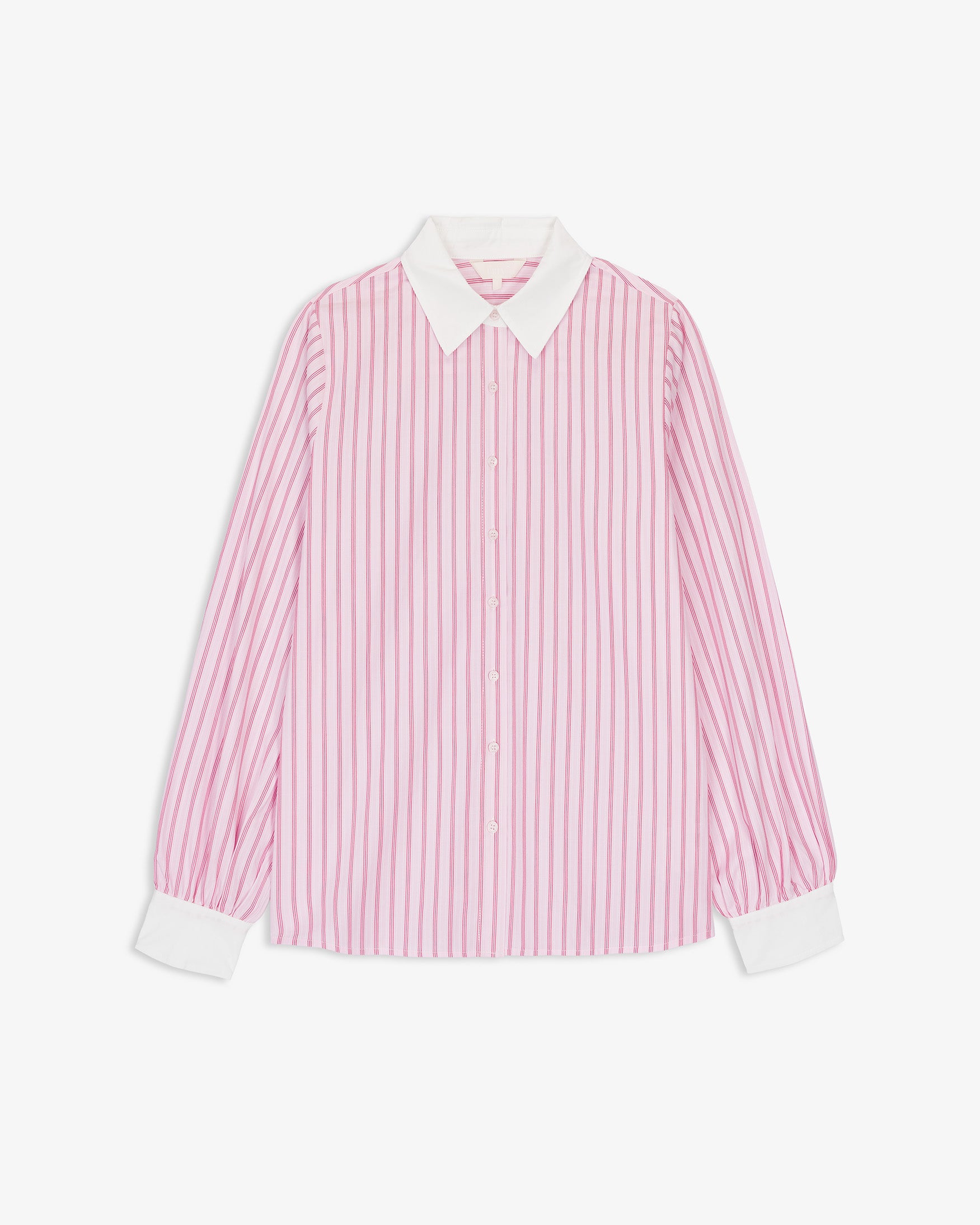 Camisa Rayas Cuello Contraste Algodón