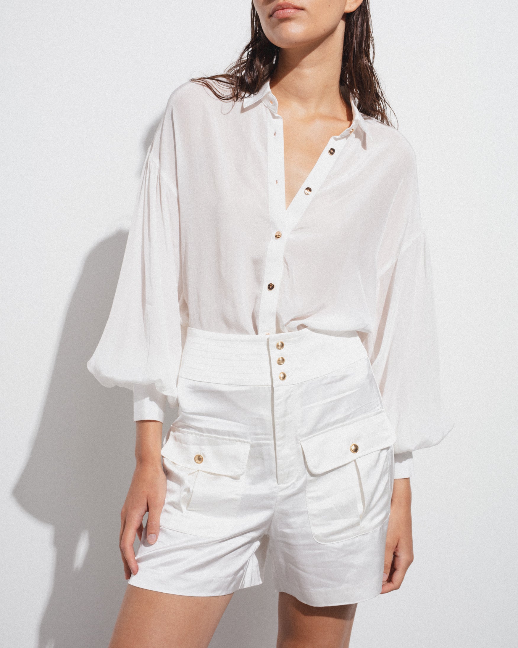 Camisa Fluida Manga Abullonada