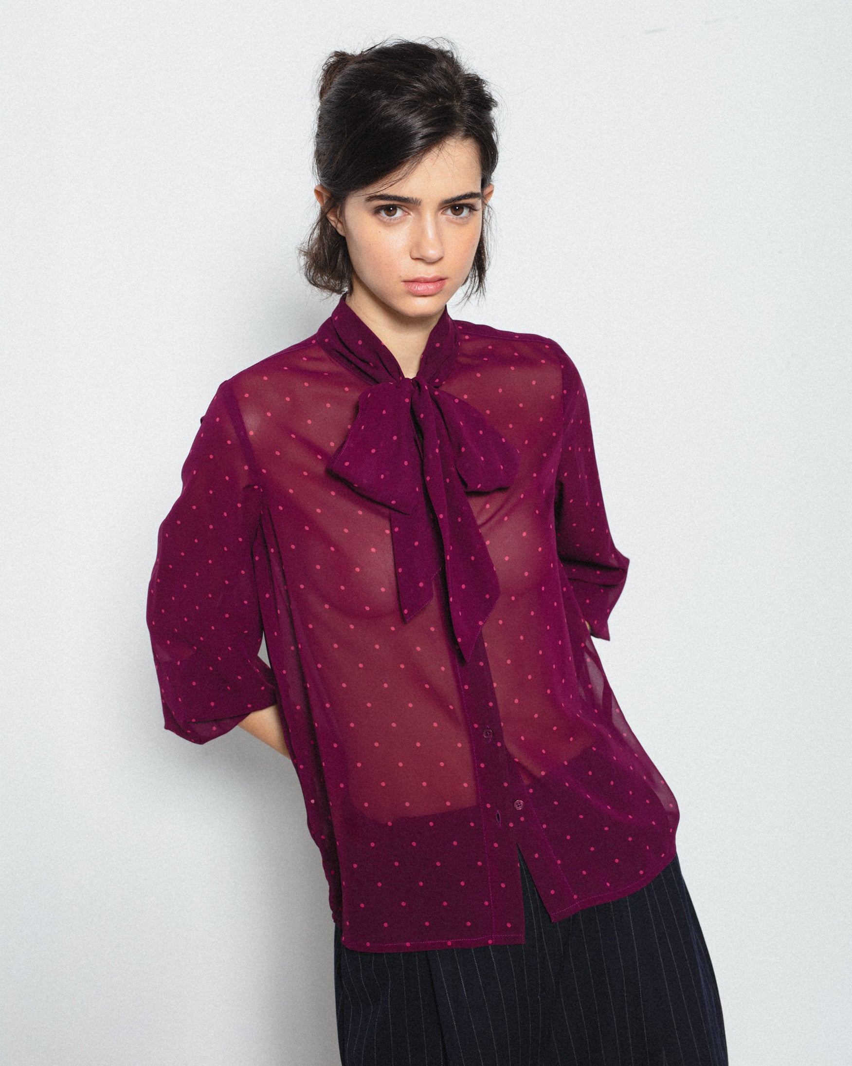Camisa Semitransparente Estampado Lunare