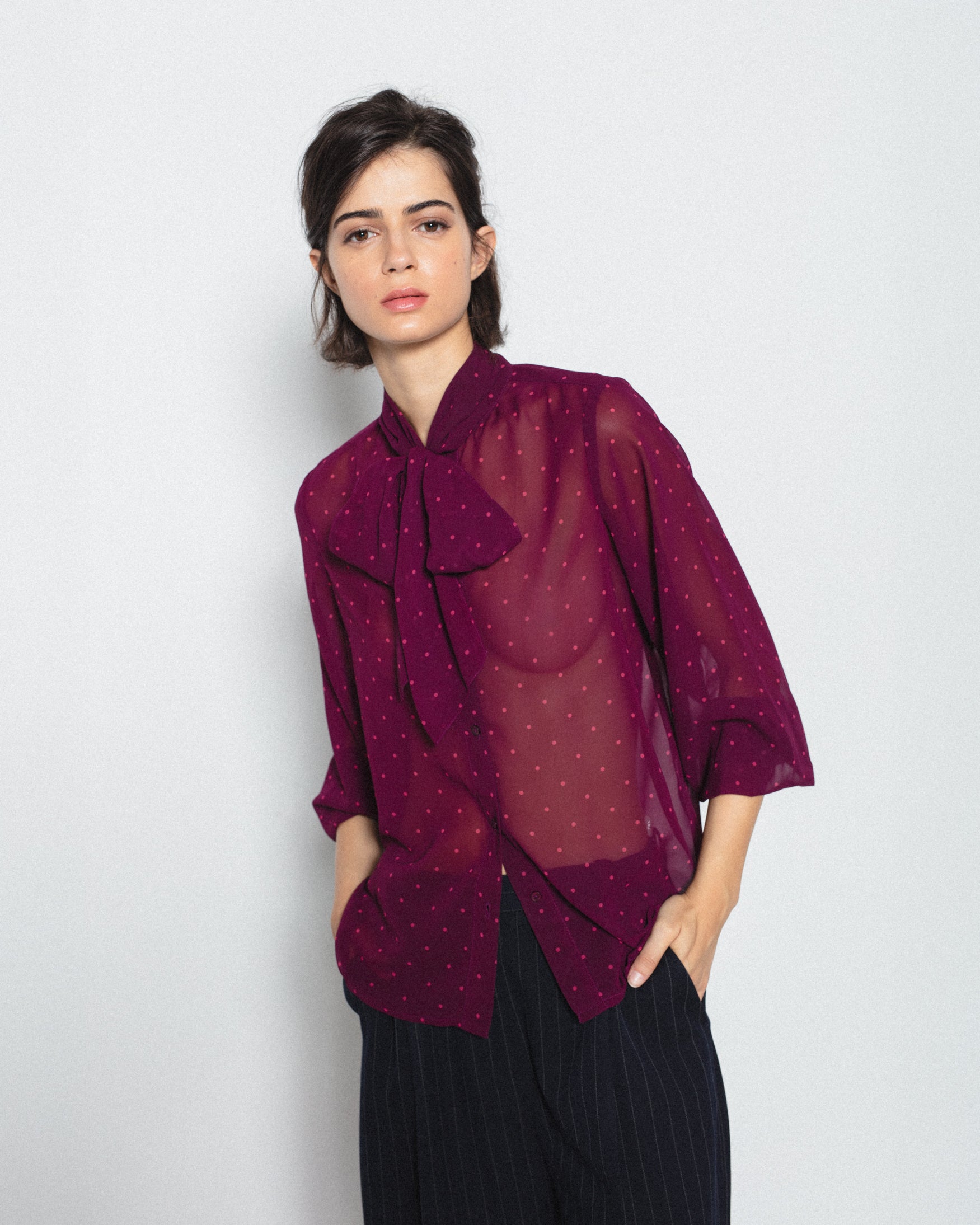 Camisa Semitransparente Estampado Lunare