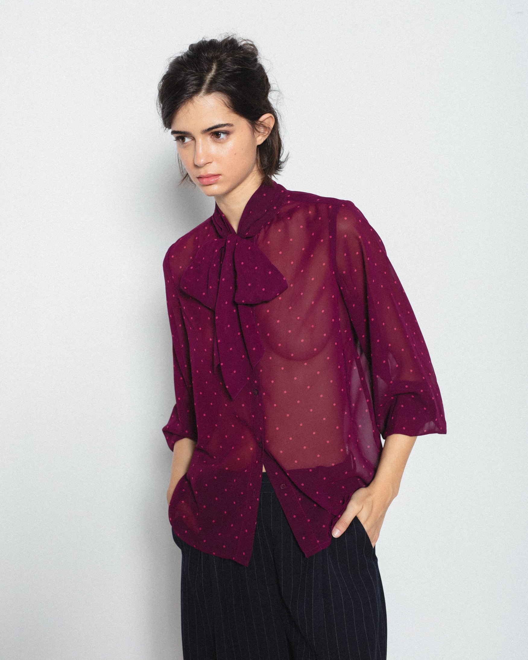 Camisa Semitransparente Estampado Lunare