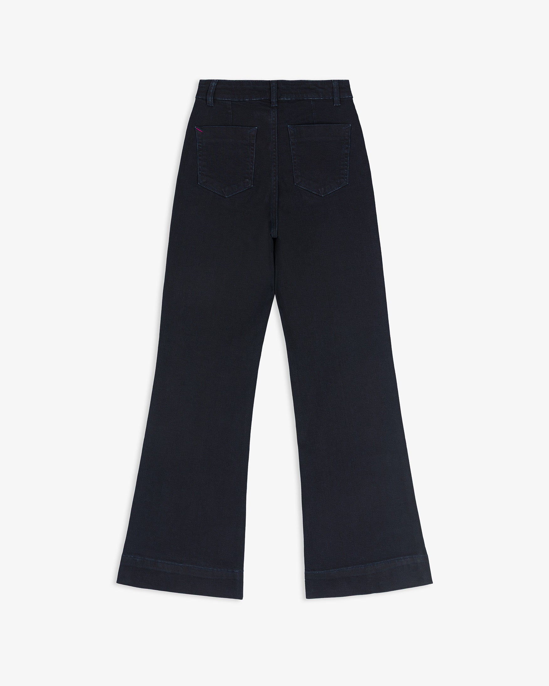 Pantalón Sarga Flare Tiro Alto Bolsillos
