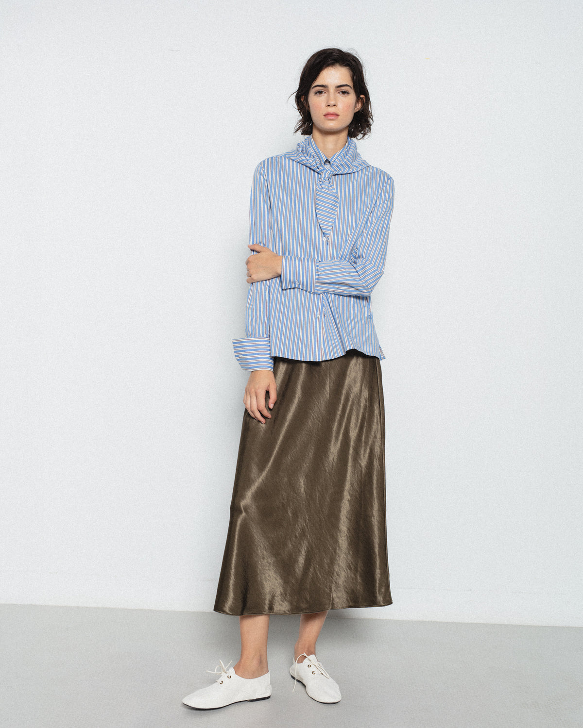 Falda Midi Bies Satinada