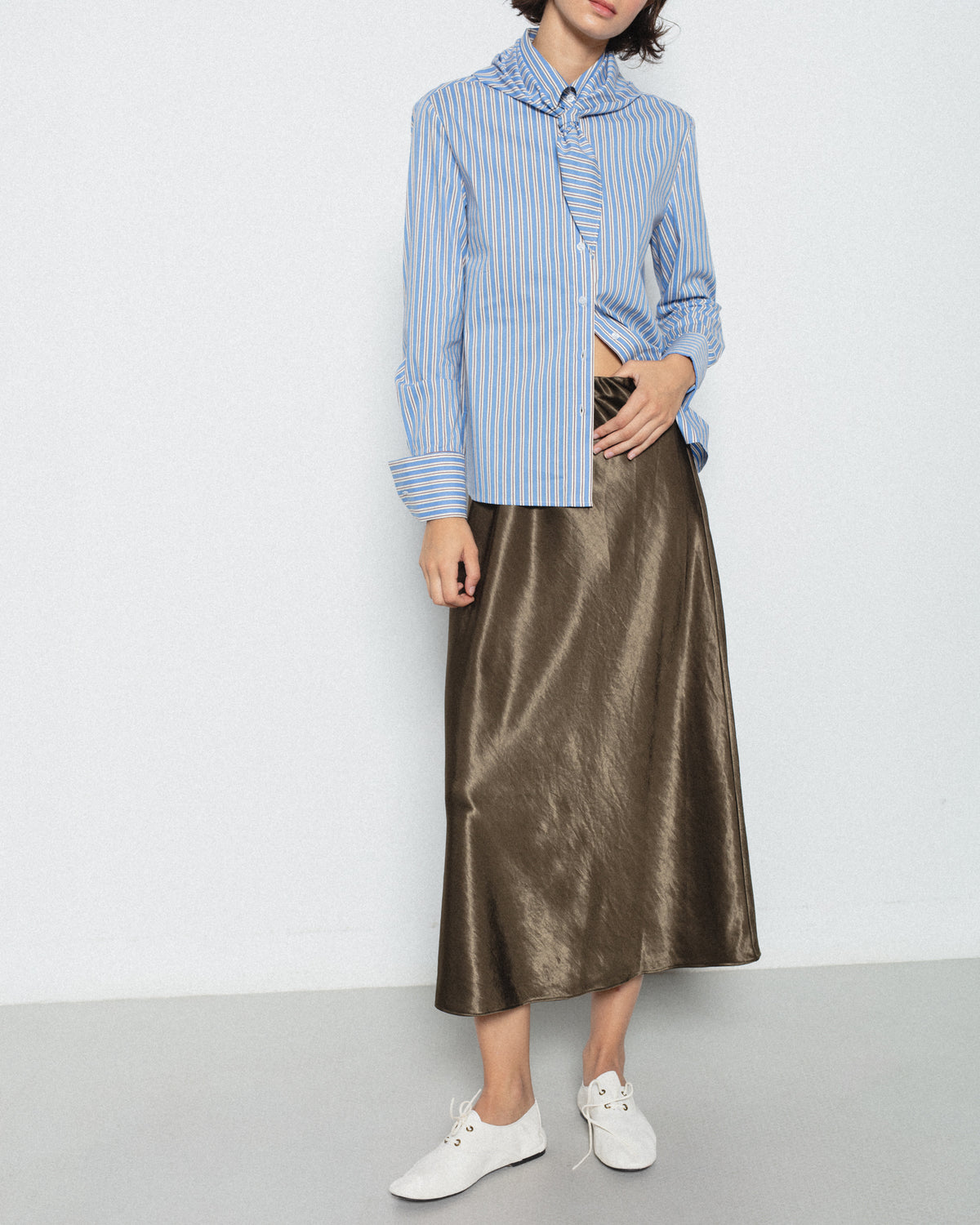 Falda Midi Bies Satinada