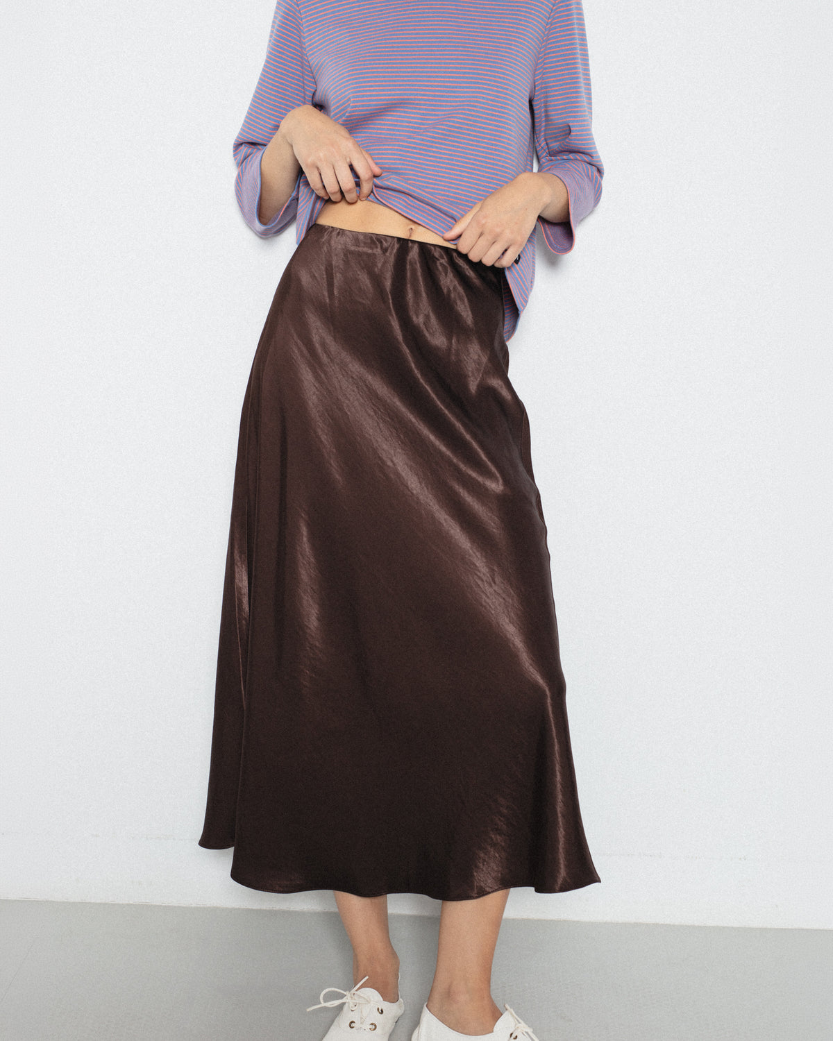 Falda Midi Bies Satinada