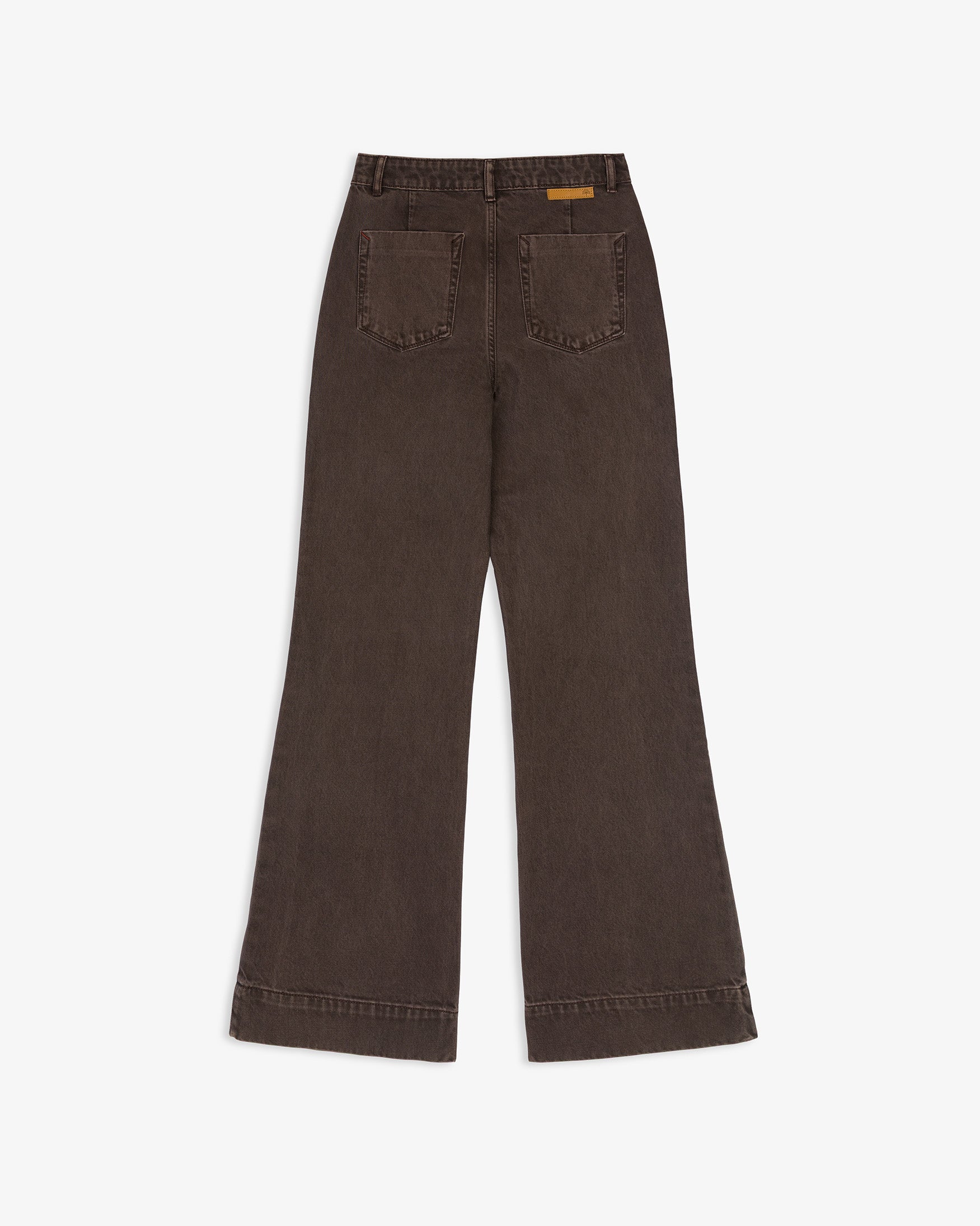 Pantalón Sarga Flare Tiro Alto Bolsillos