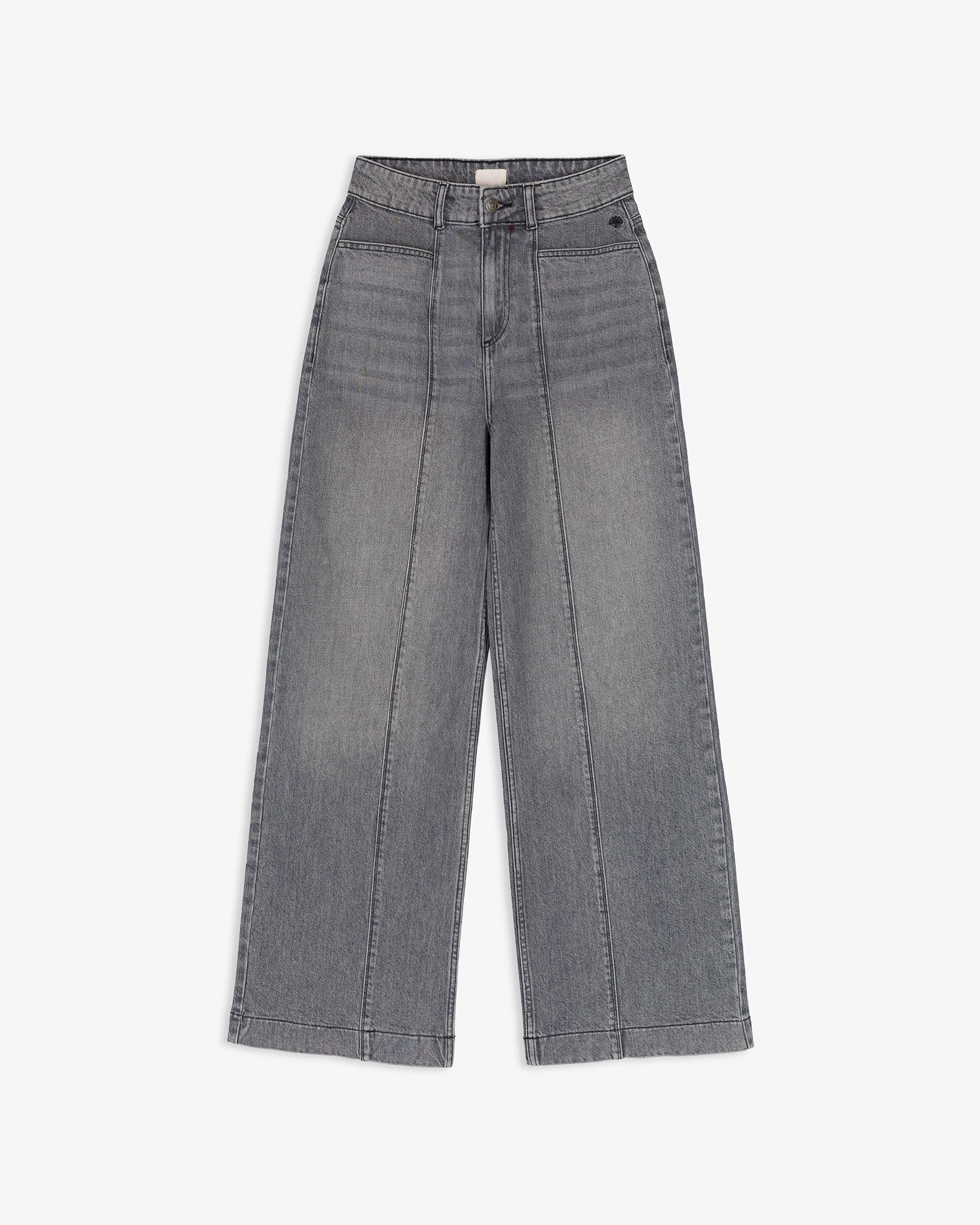 Jeans Straight Wide Leg Tiro Alto