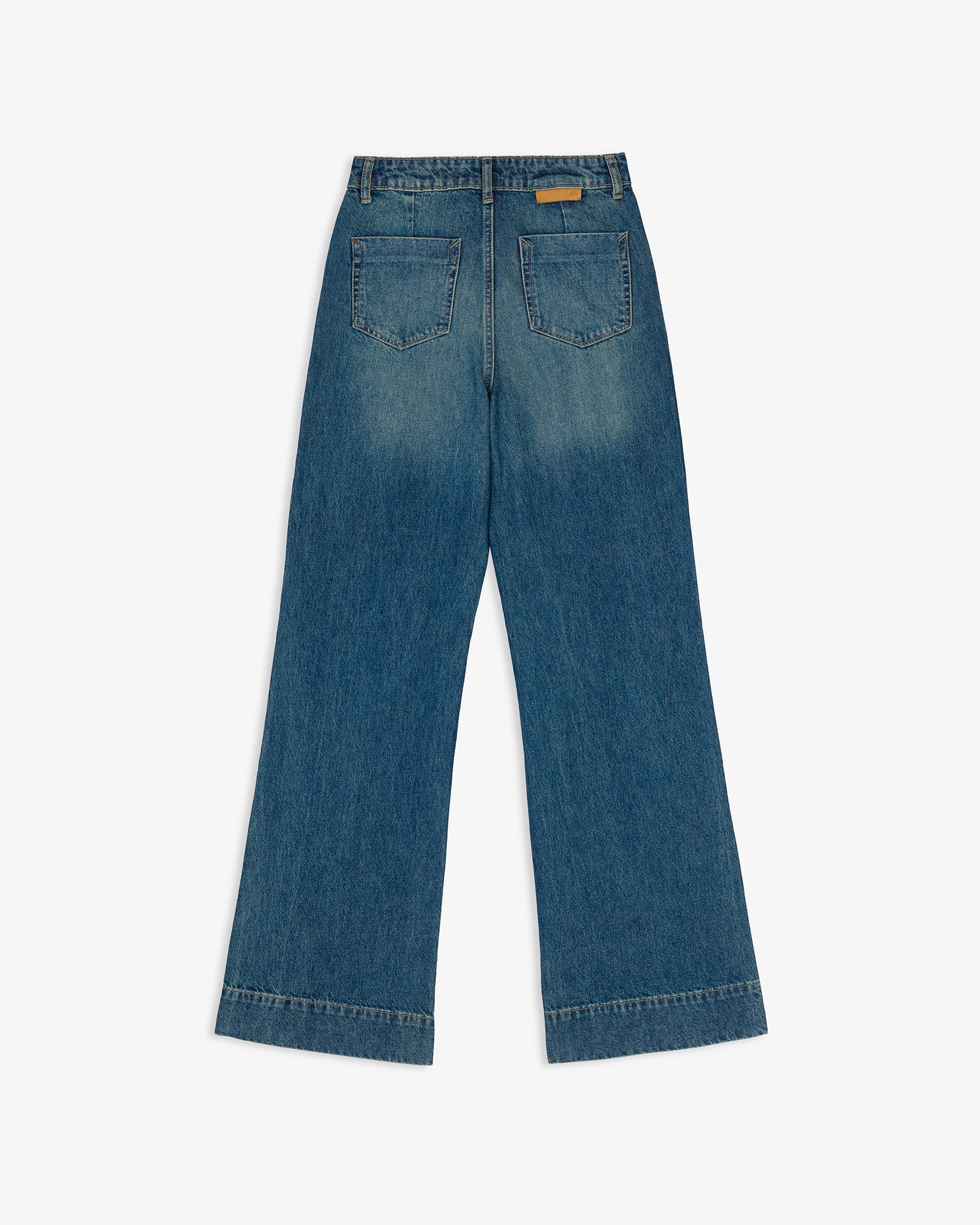 Jeans Flare Tiro Alto Bolsillos