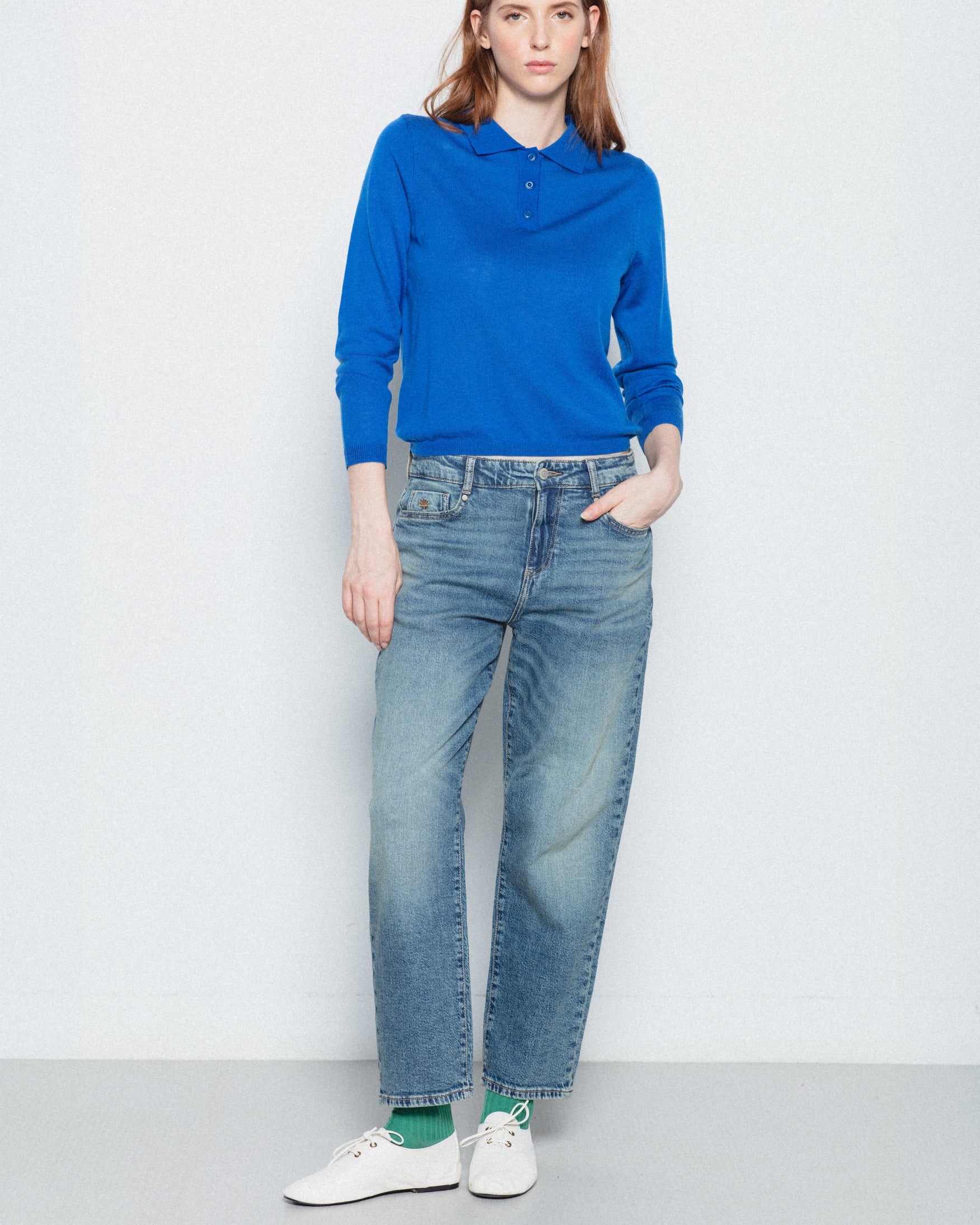 Jeans Slim Tiro Medio Cinco Bolsillos