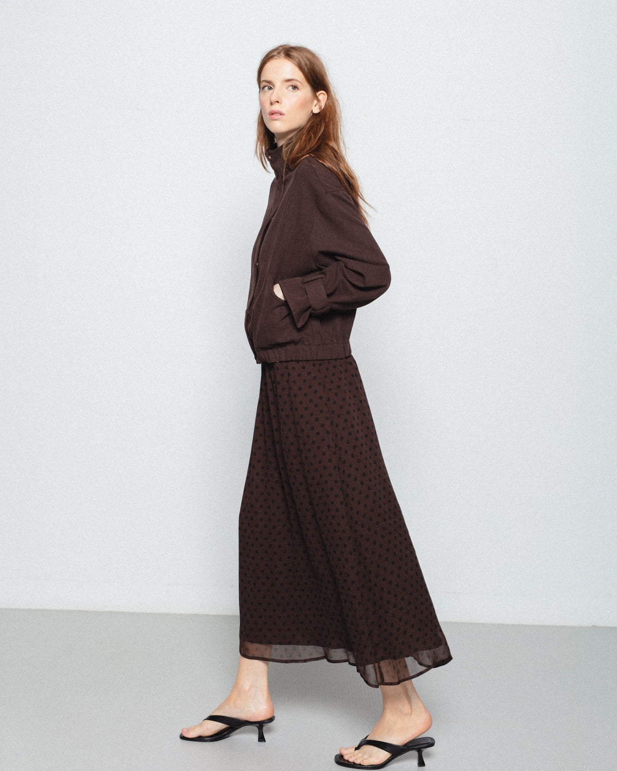 Vestido Midi Estampado Lunares