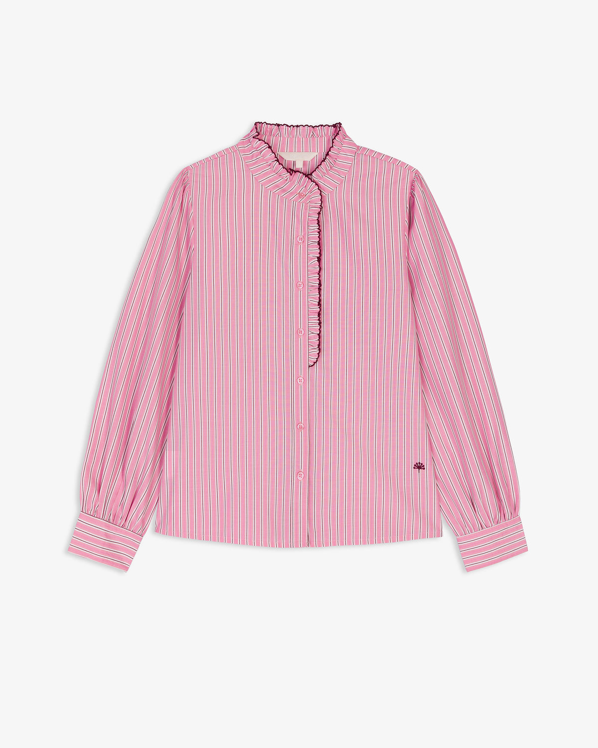Camisa Rayas Volante Cuello