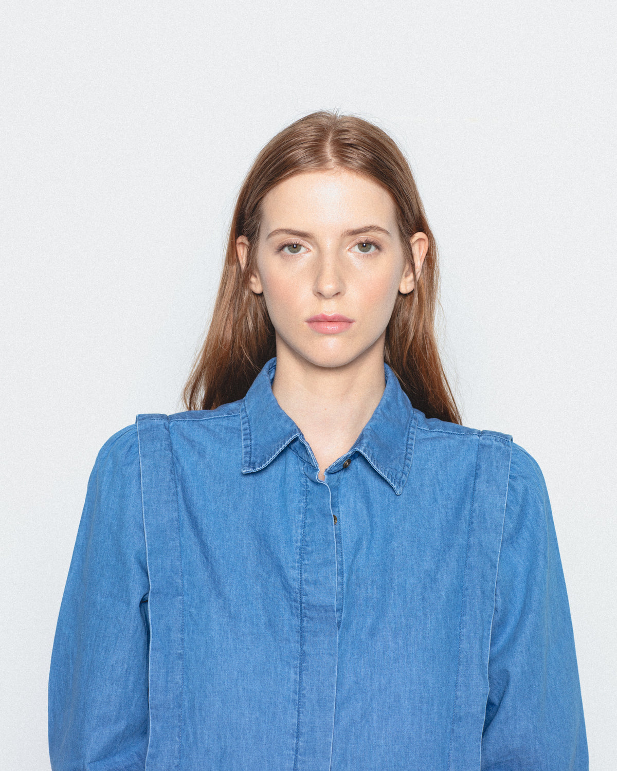 Camisa Denim Manga Abullonada