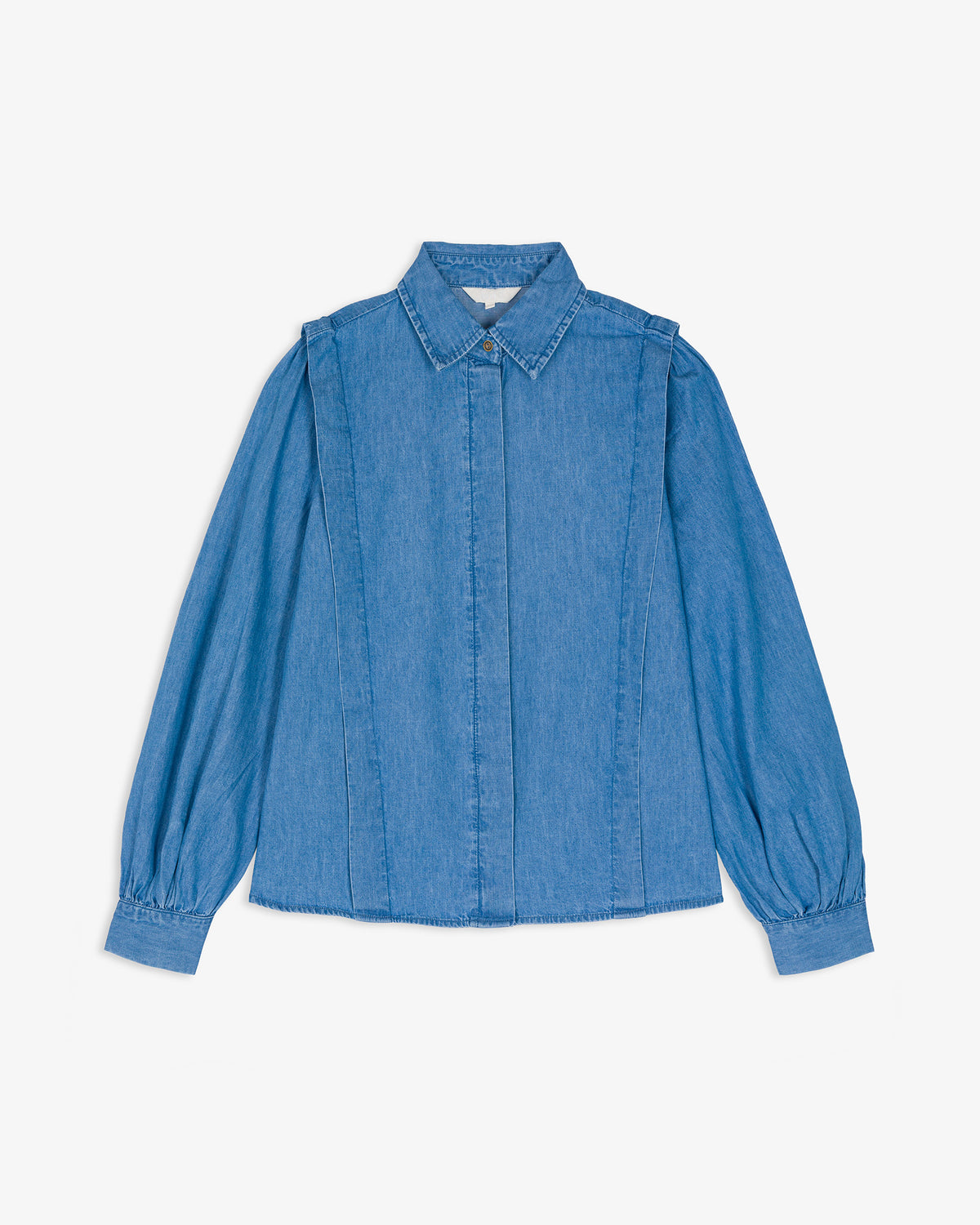 Camisa Denim Manga Abullonada