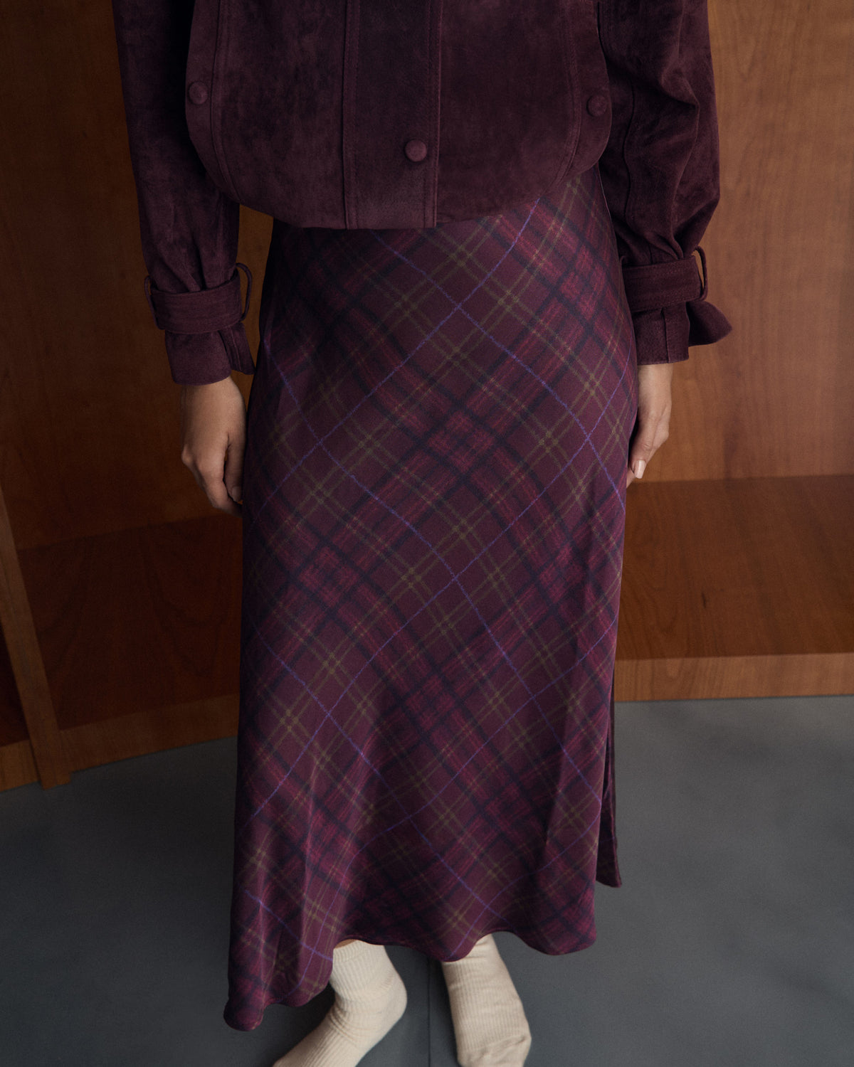 Falda Midi Evasé Cuadros