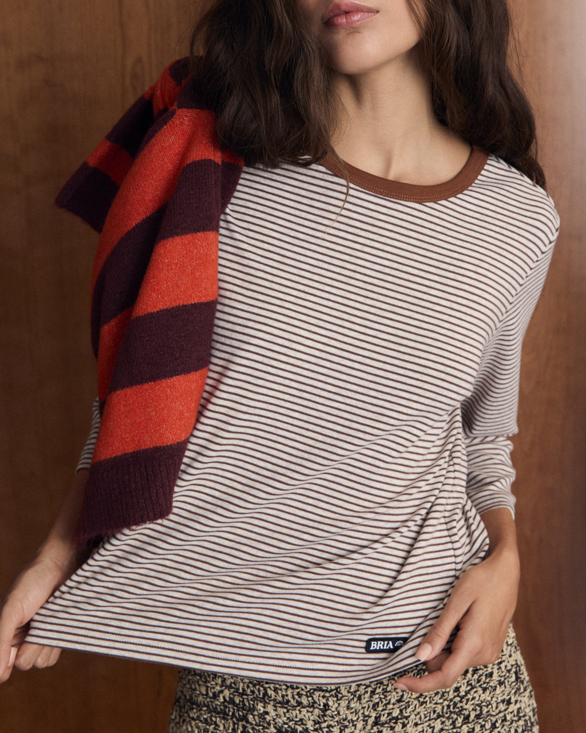 Camiseta Rayas Bicolor Cuello Contraste